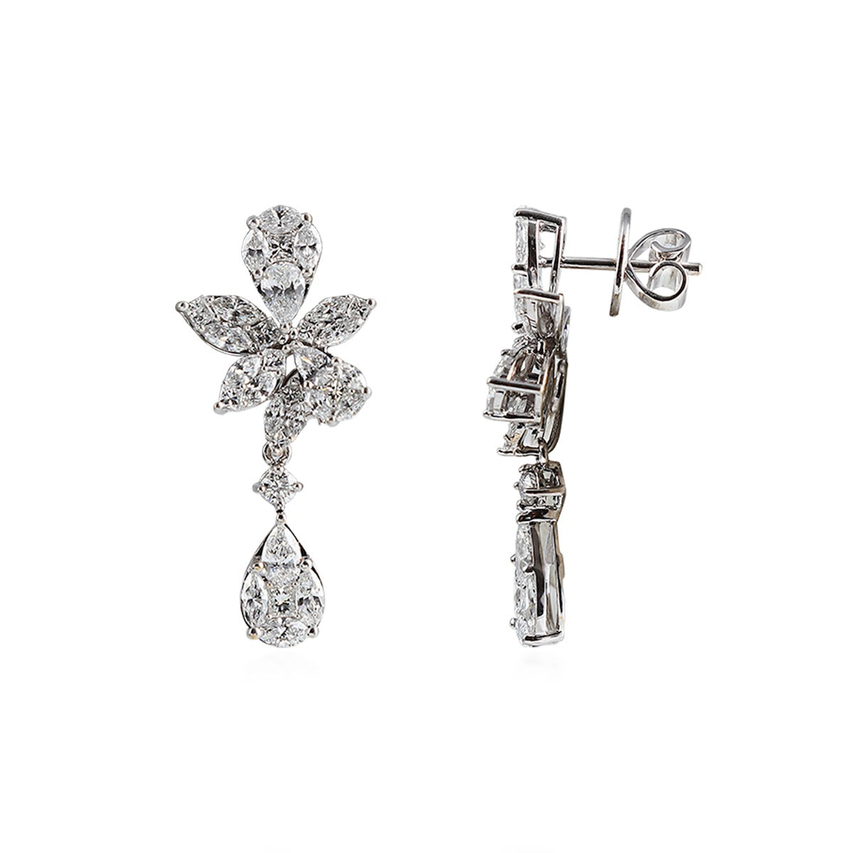 Archaic Flower Diamond Earrings