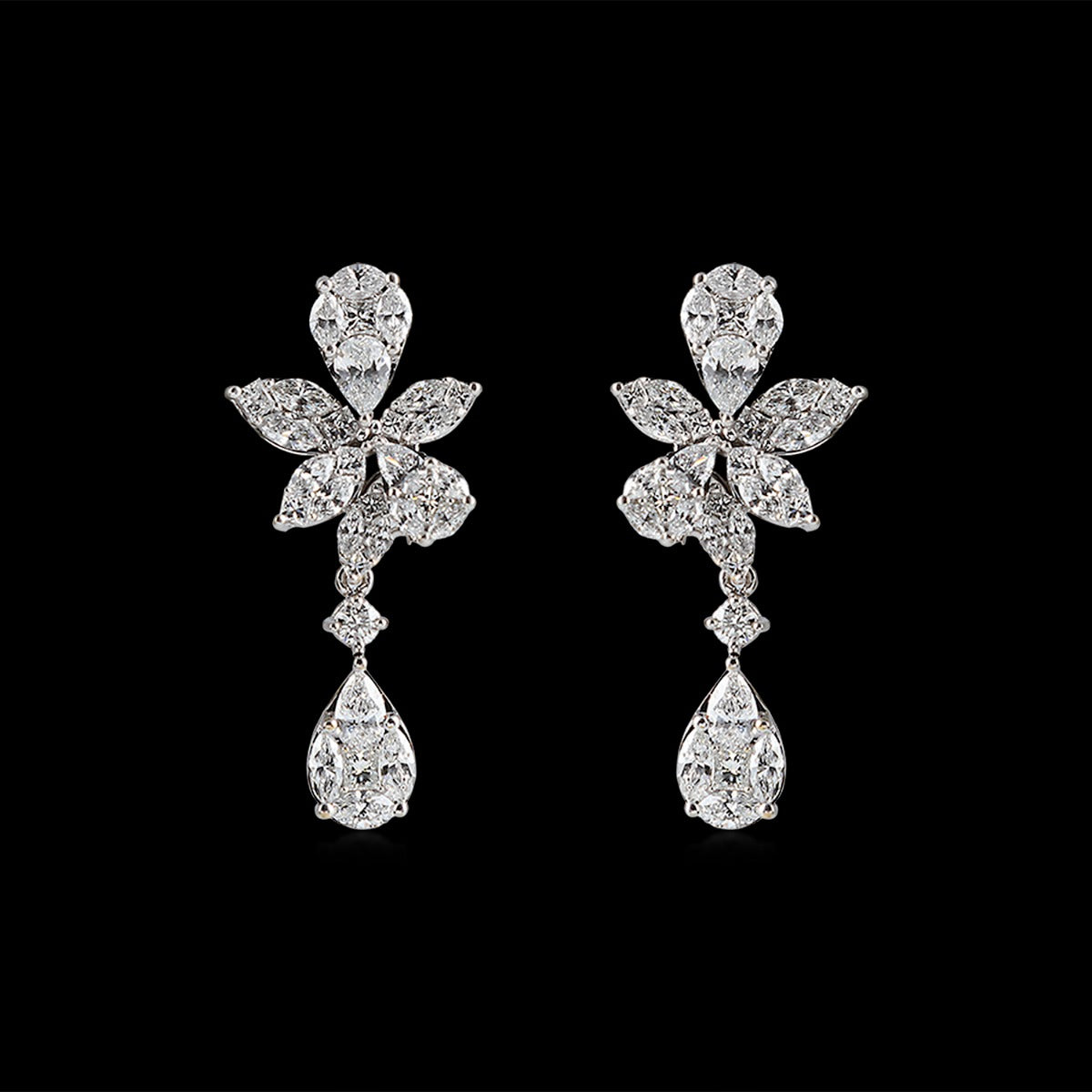 Archaic Flower Diamond Earrings