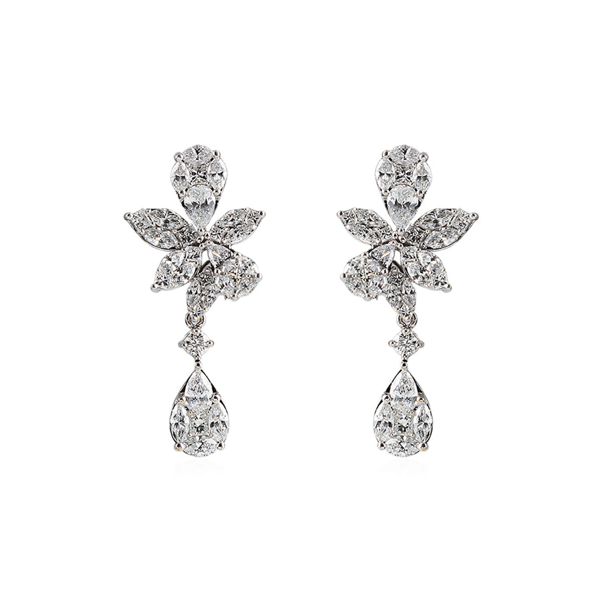 Archaic Flower Diamond Earrings