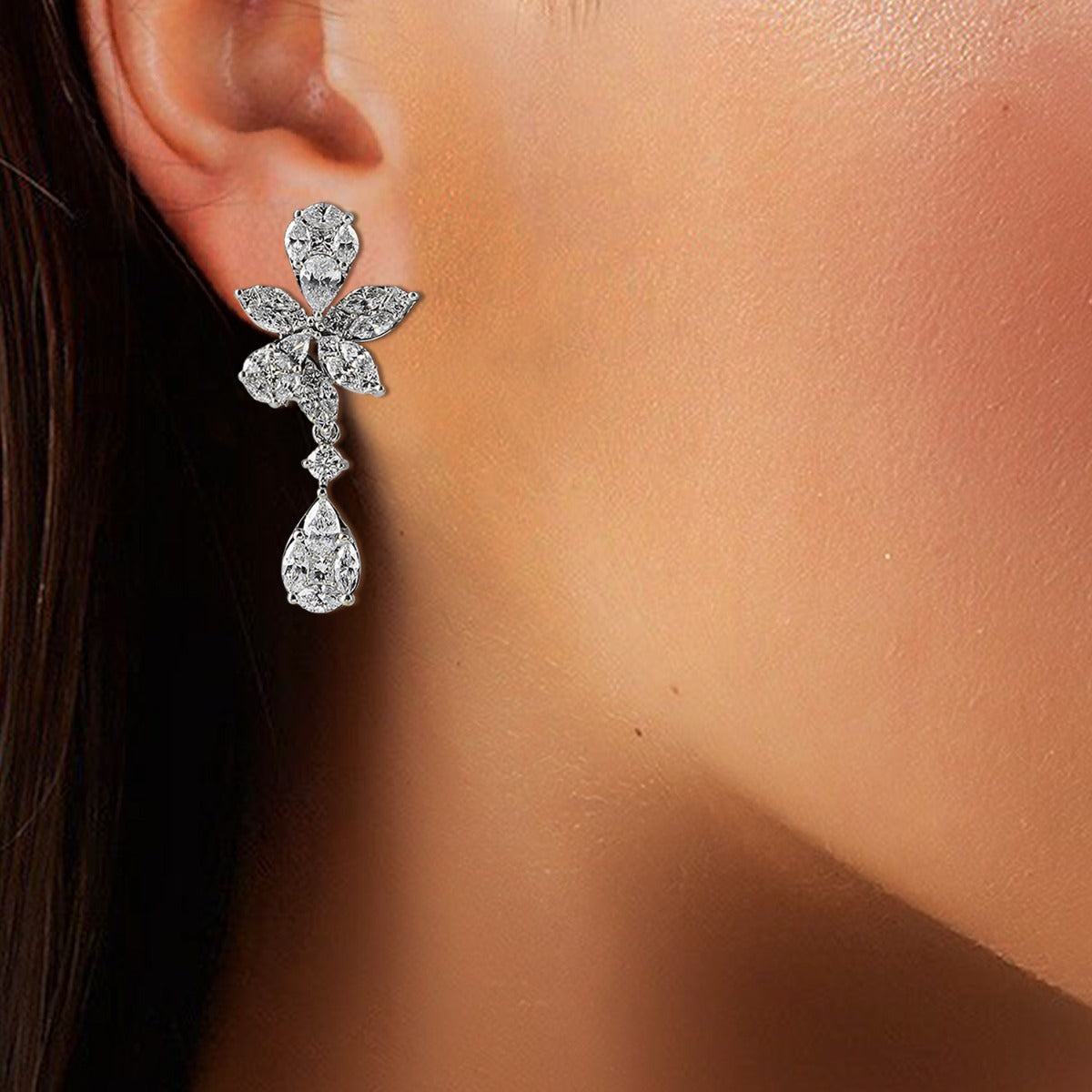 Archaic Flower Diamond Earrings
