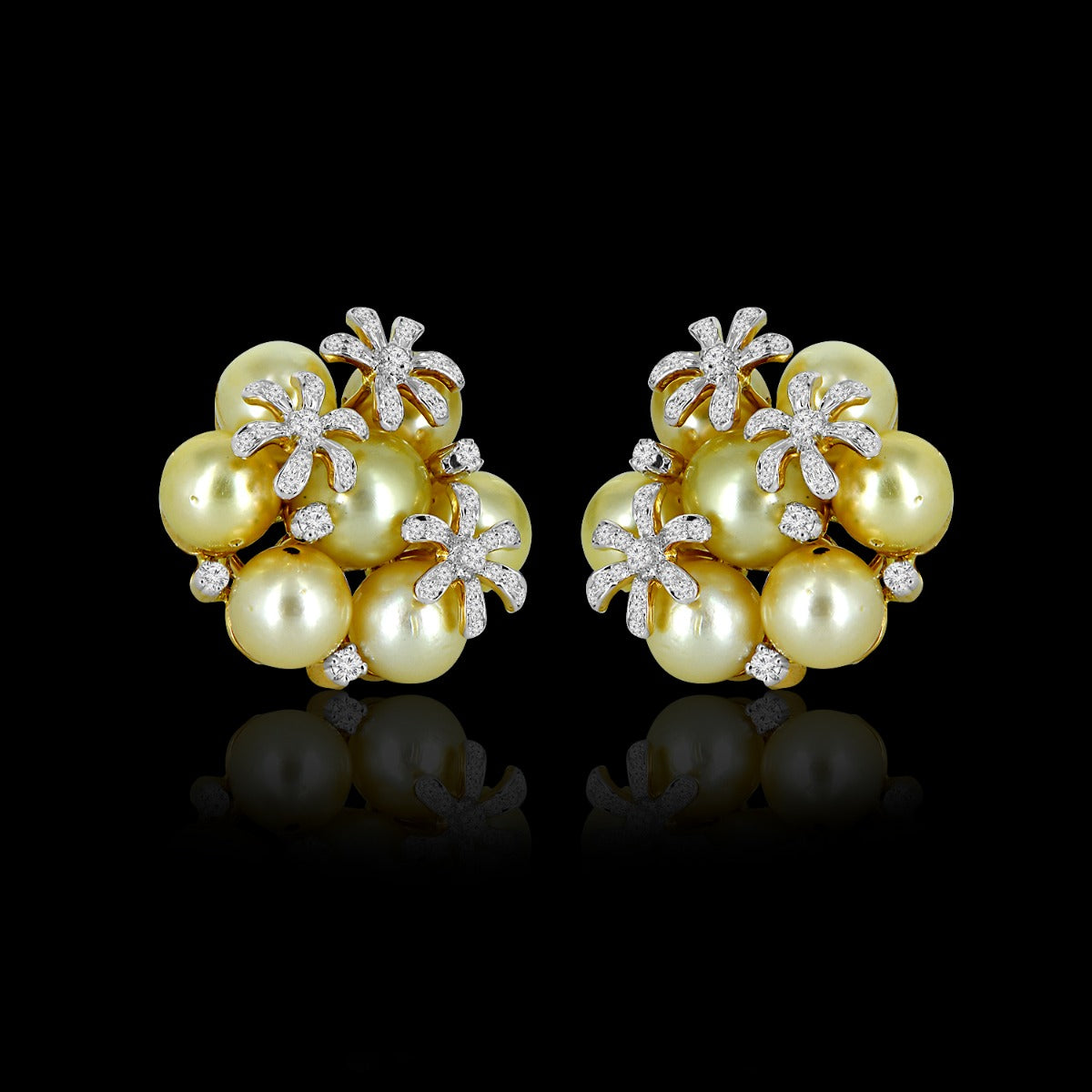 Pearls Flower Diamond Earrings