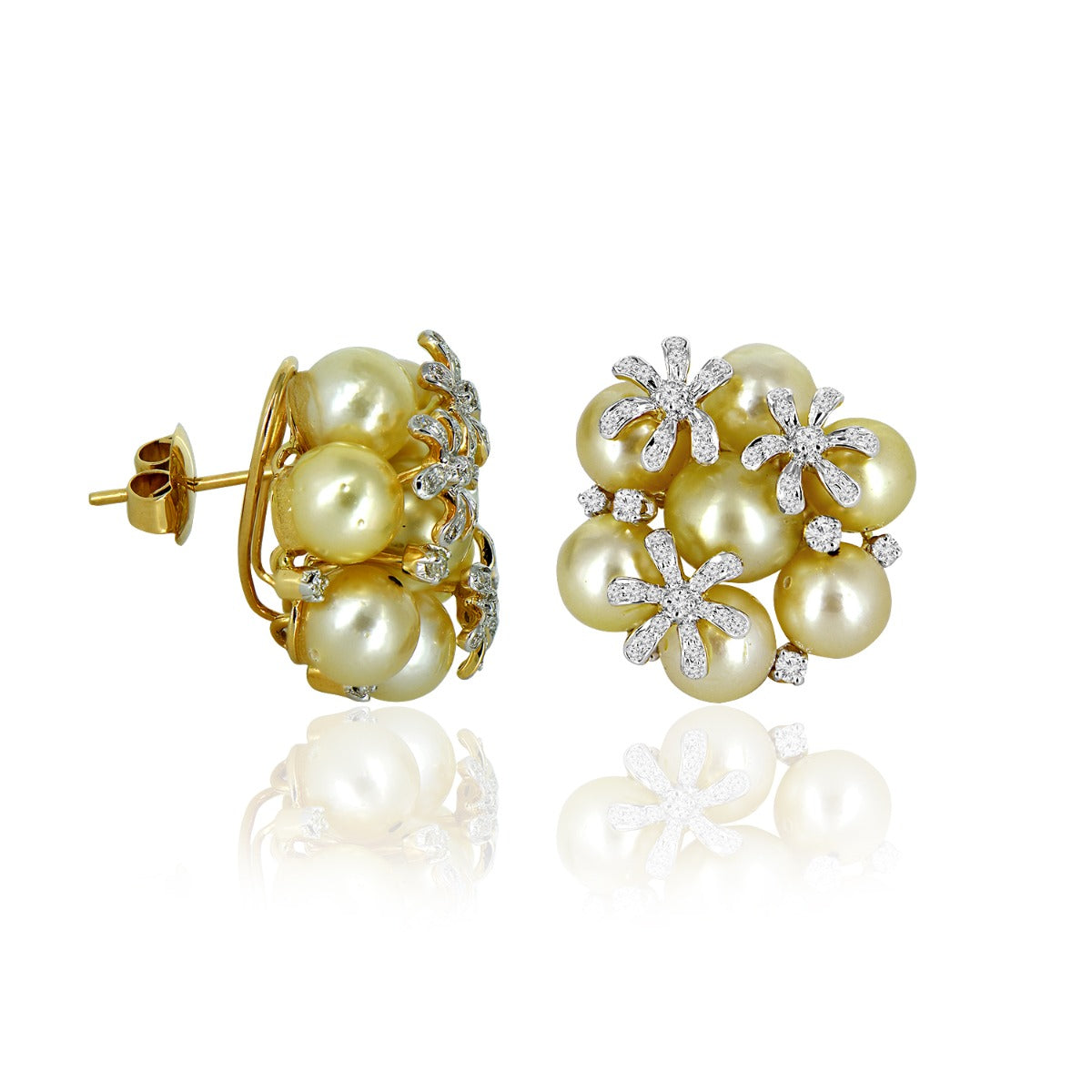 Pearls Flower Diamond Earrings