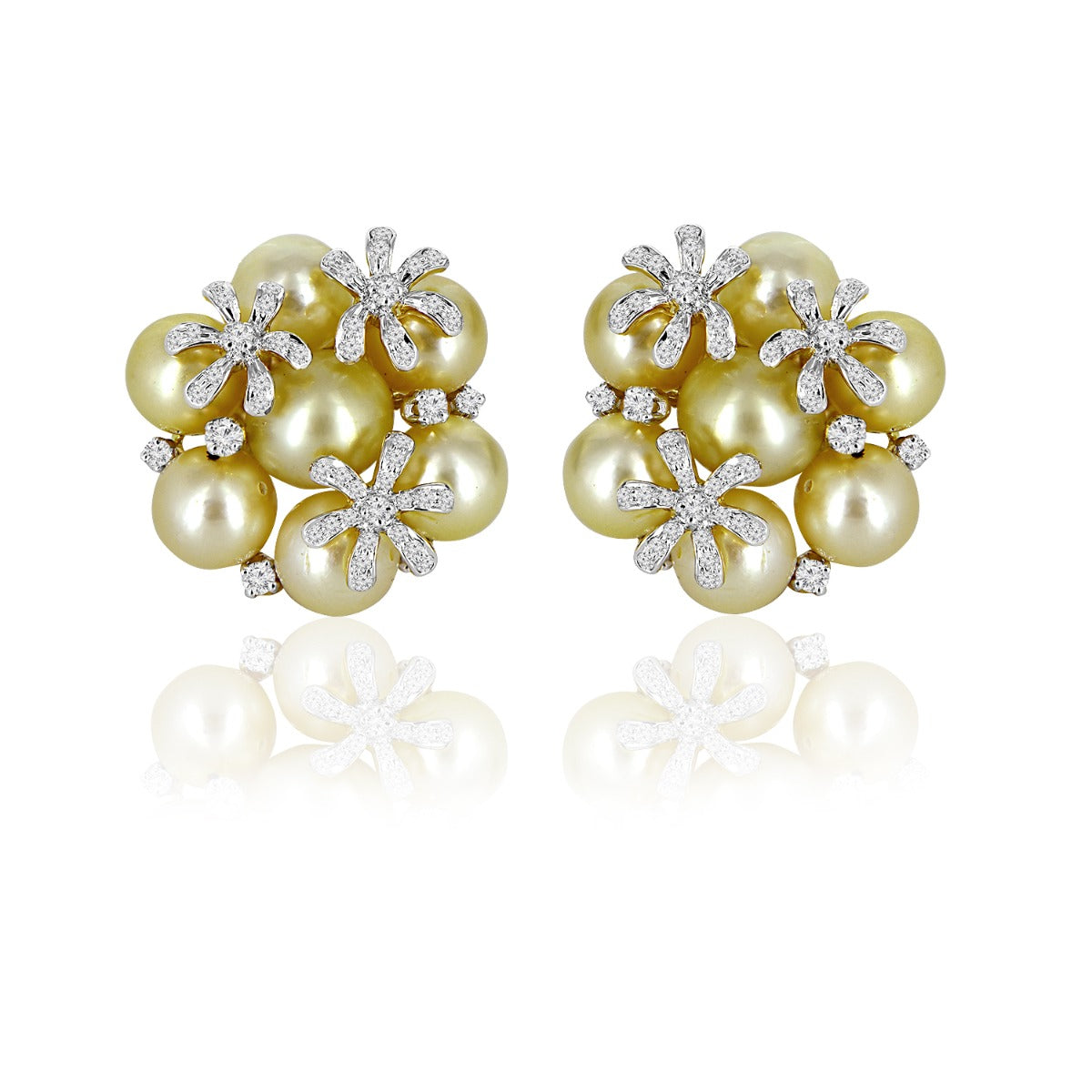 Pearls Flower Diamond Earrings