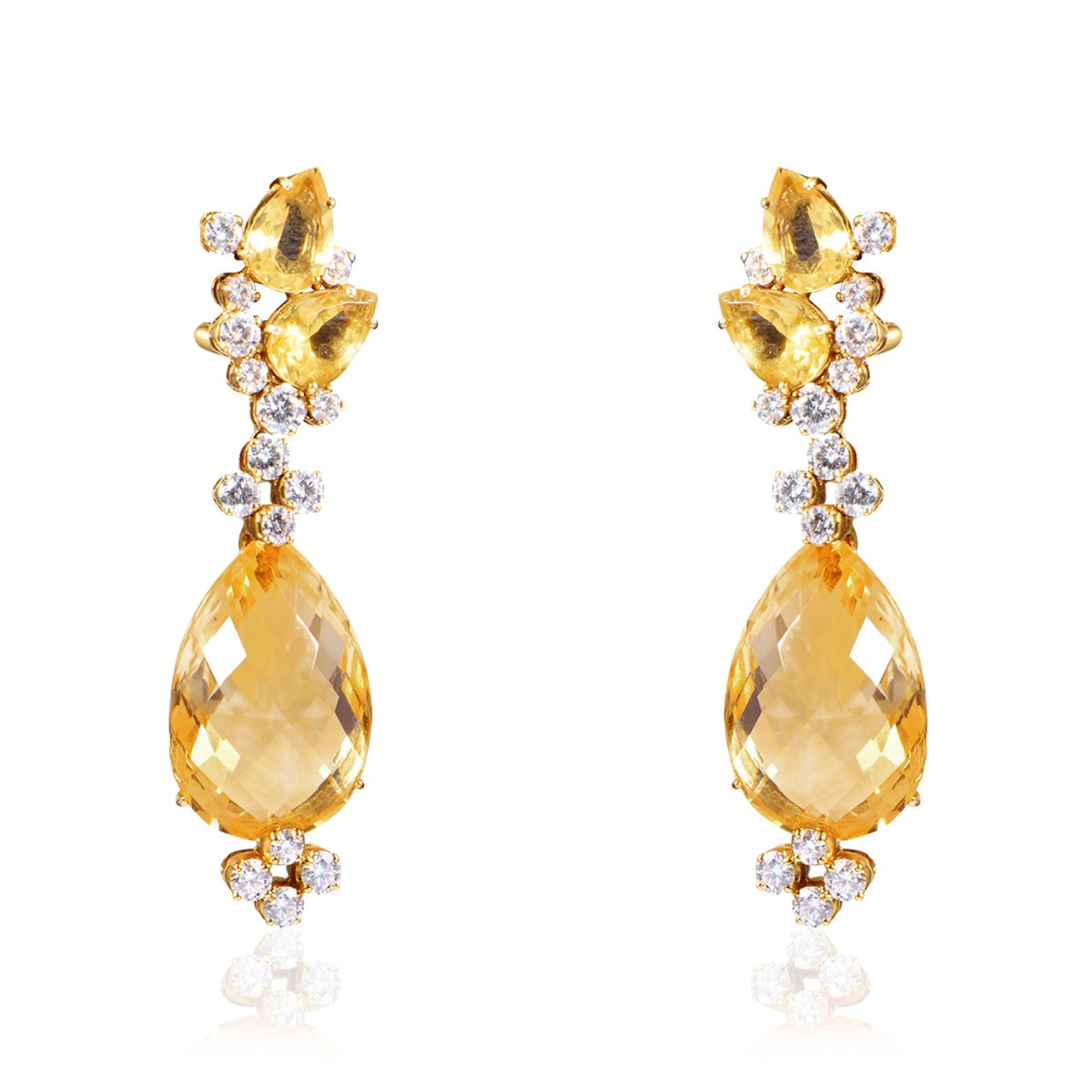 Yellow Chandelier Diamond Necklace Set