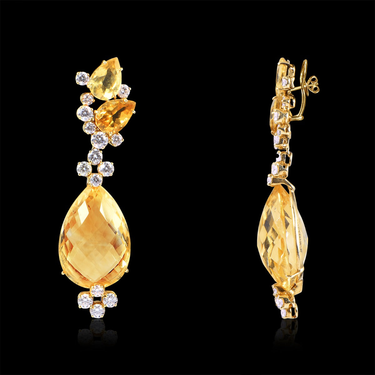 Yellow Chandelier Diamond Necklace Set