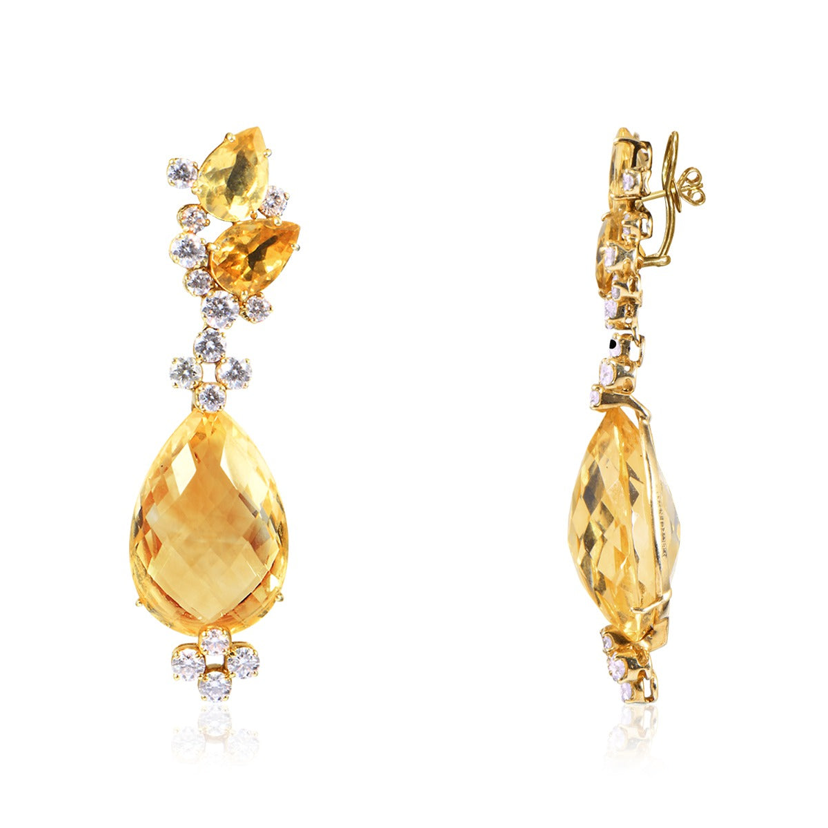 Yellow Chandelier Diamond Necklace Set