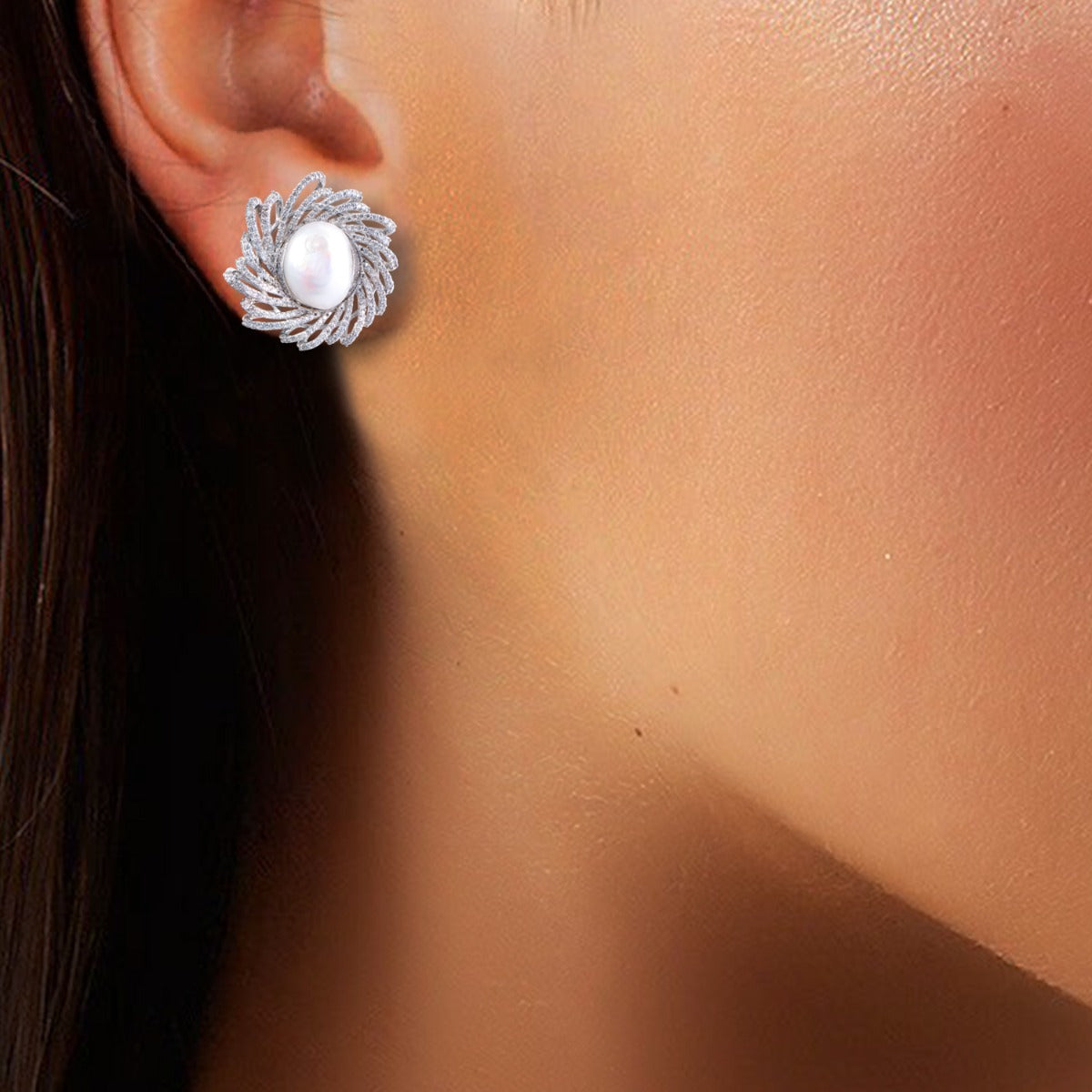 Graceful Swirl Diamond Earrings