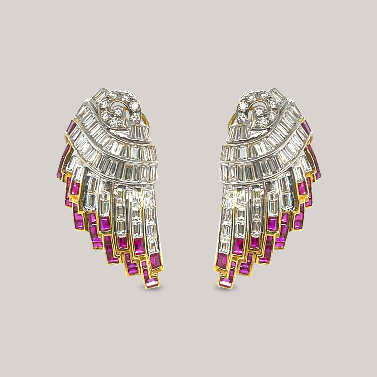 Fiery Ruby Diamond Earrings