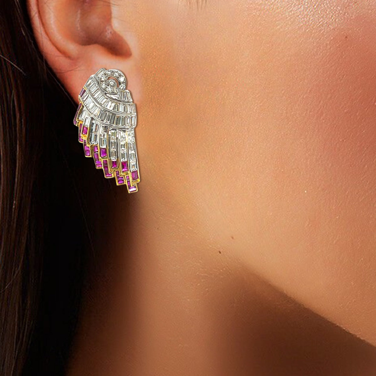 Fiery Ruby Diamond Earrings