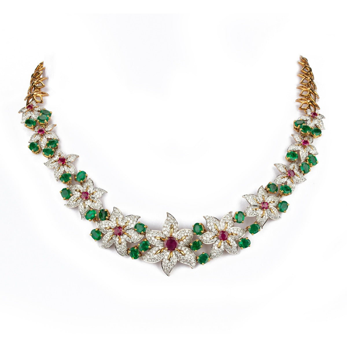Flora Leaf Motif Diamond Necklace