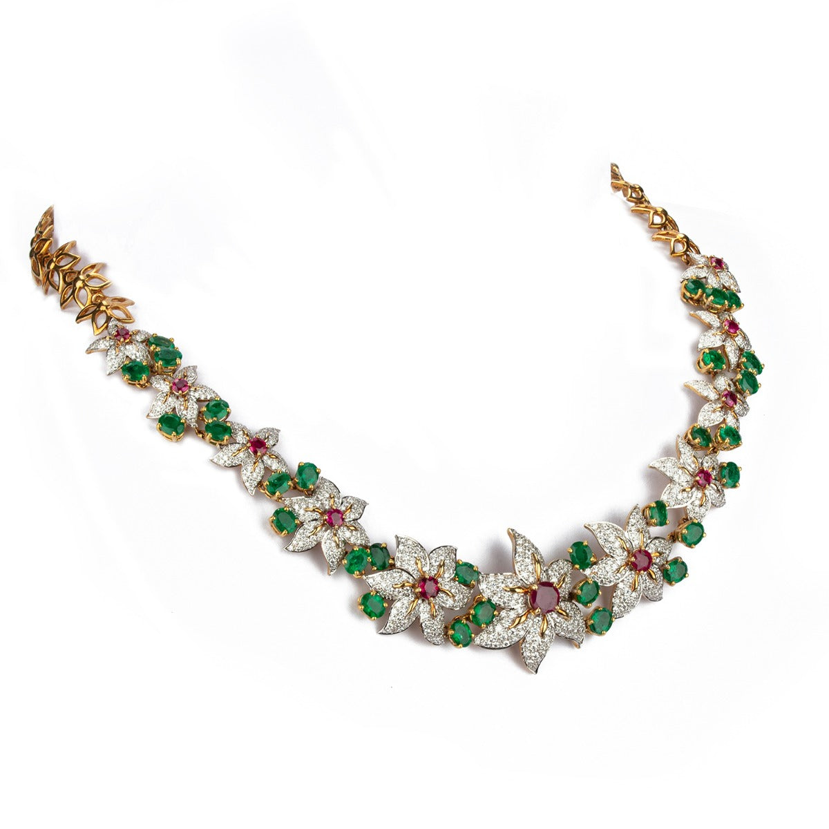 Flora Leaf Motif Diamond Necklace