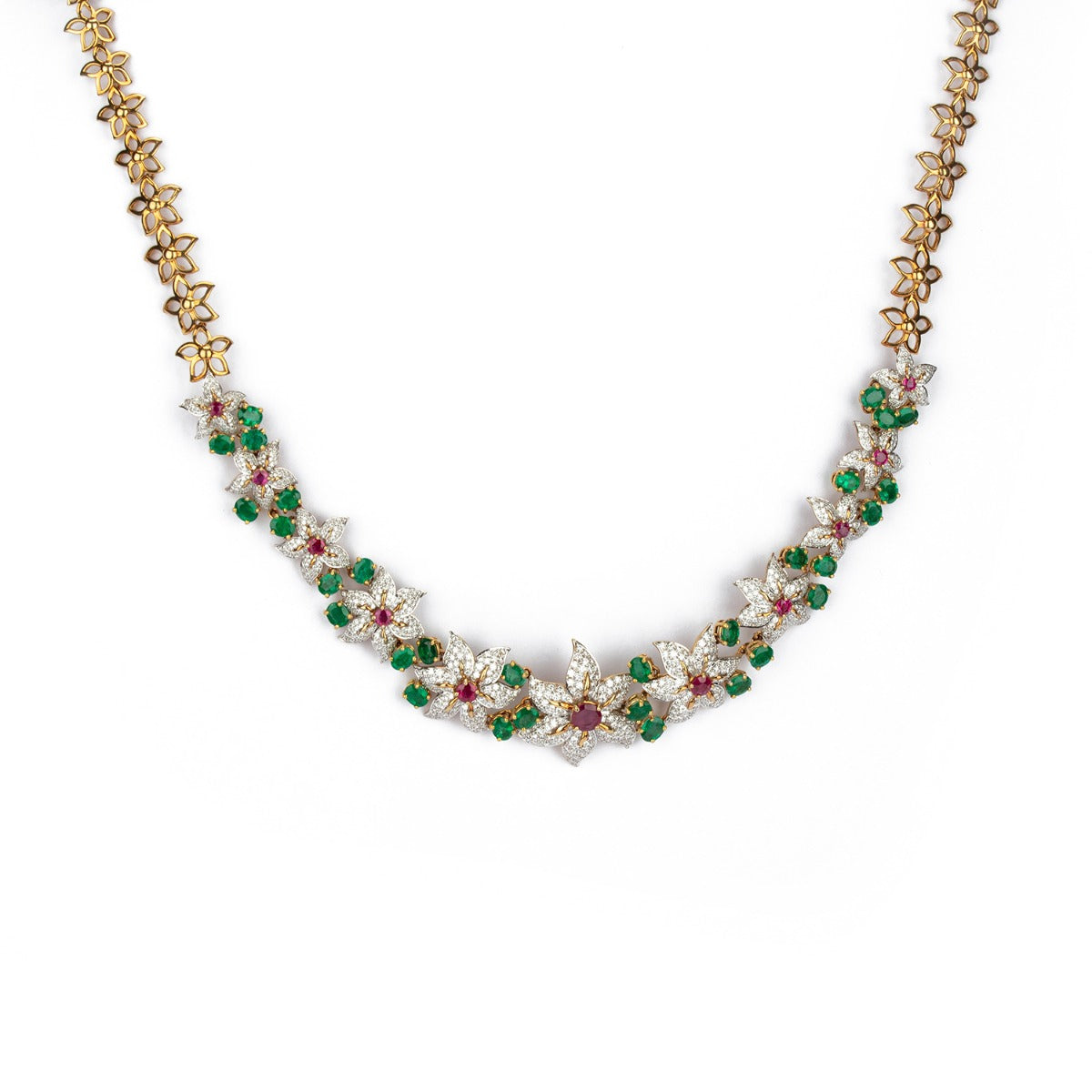 Flora Leaf Motif Diamond Necklace