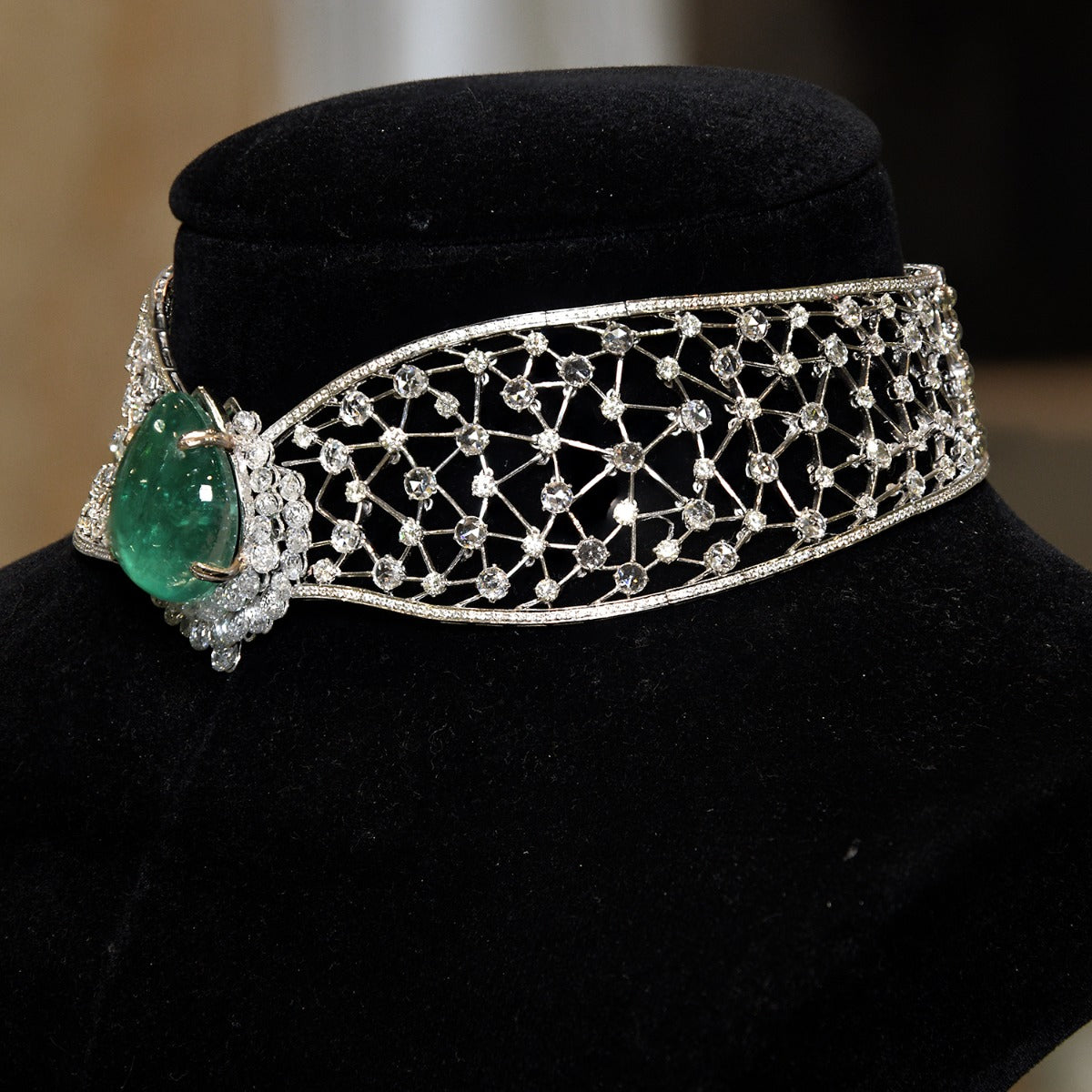 Green Eyed Diamond Pinned Necklace