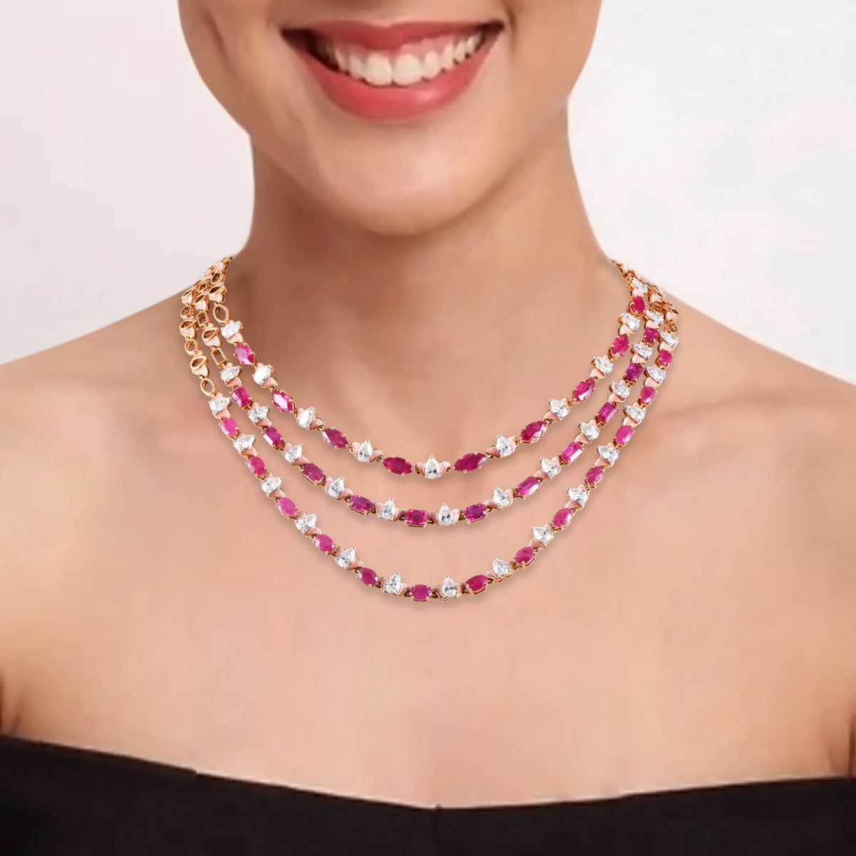Trinamite Dainty Diamond Necklace Set