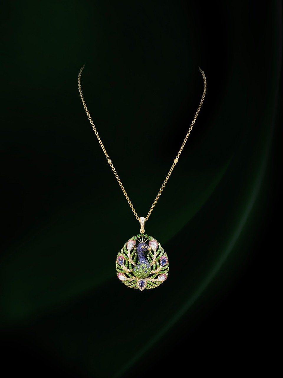 Orb Peacock Diamond Necklace