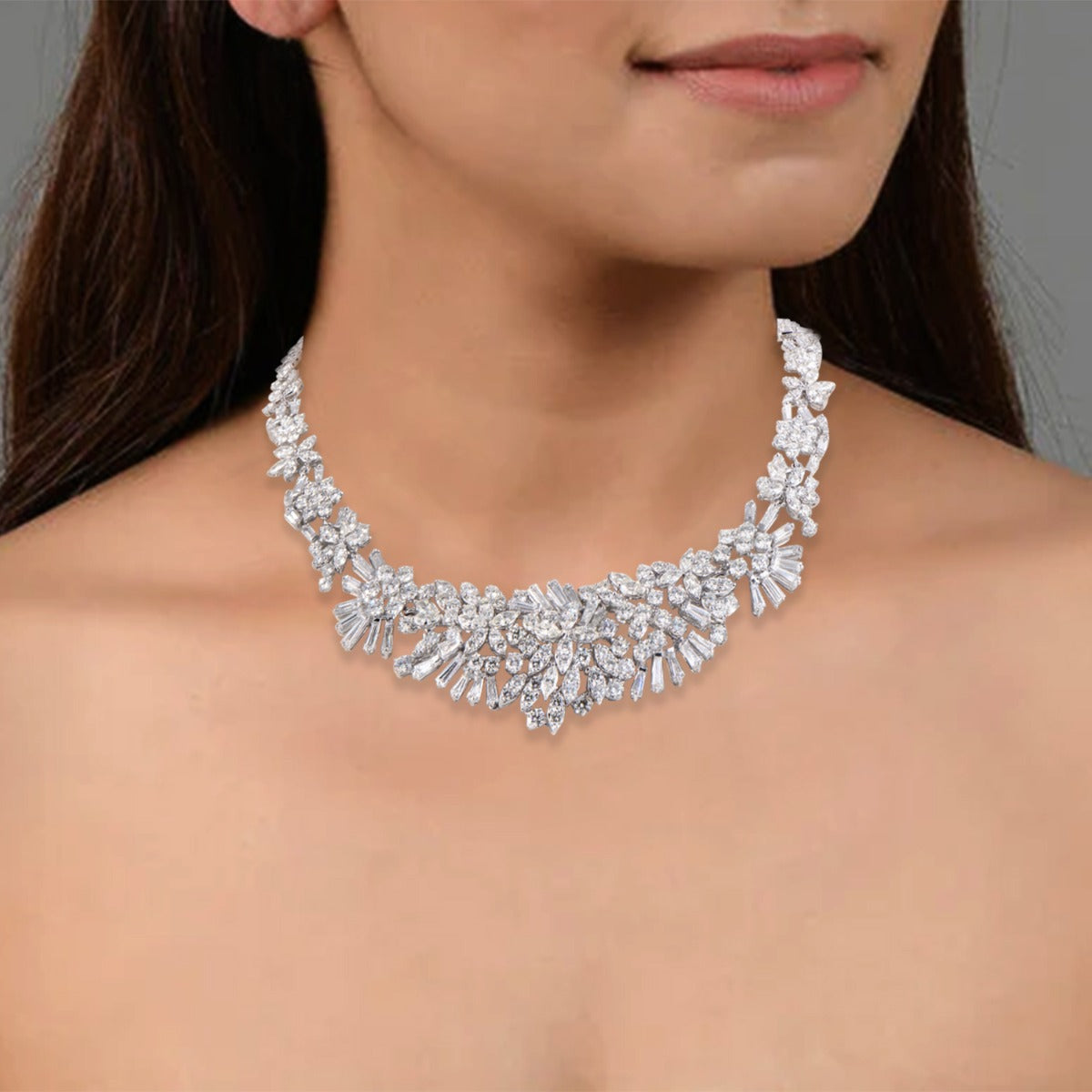 Baguette Diamond Floret Necklace