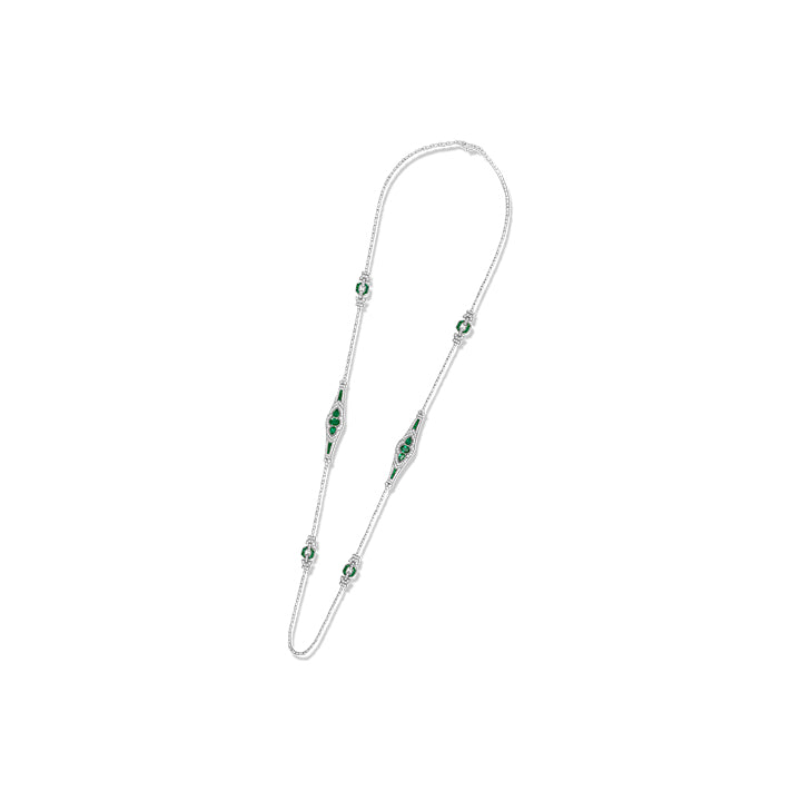 Emerald Dotted Slender Diamond Necklace