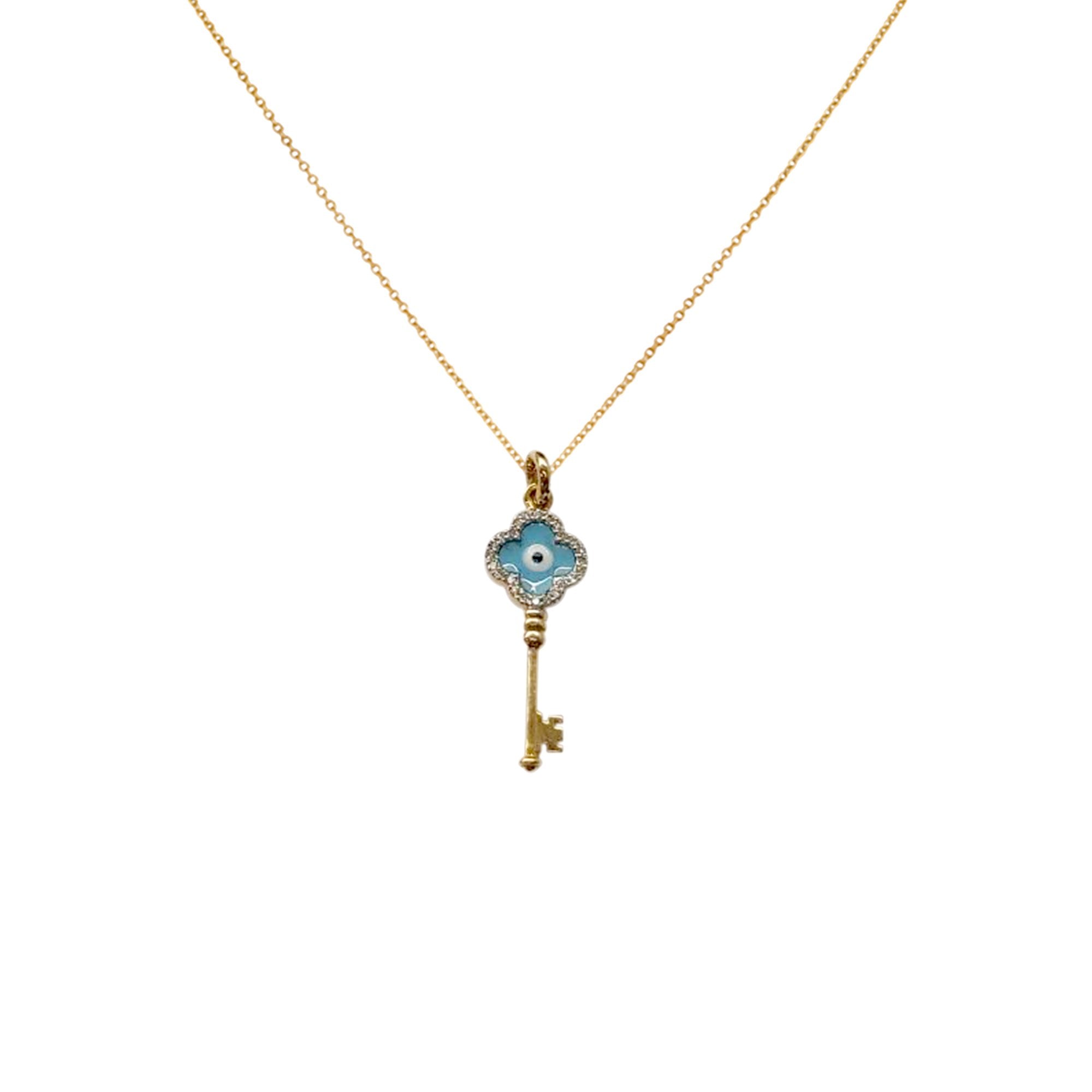 Turkish Eyes Key Diamond Necklace