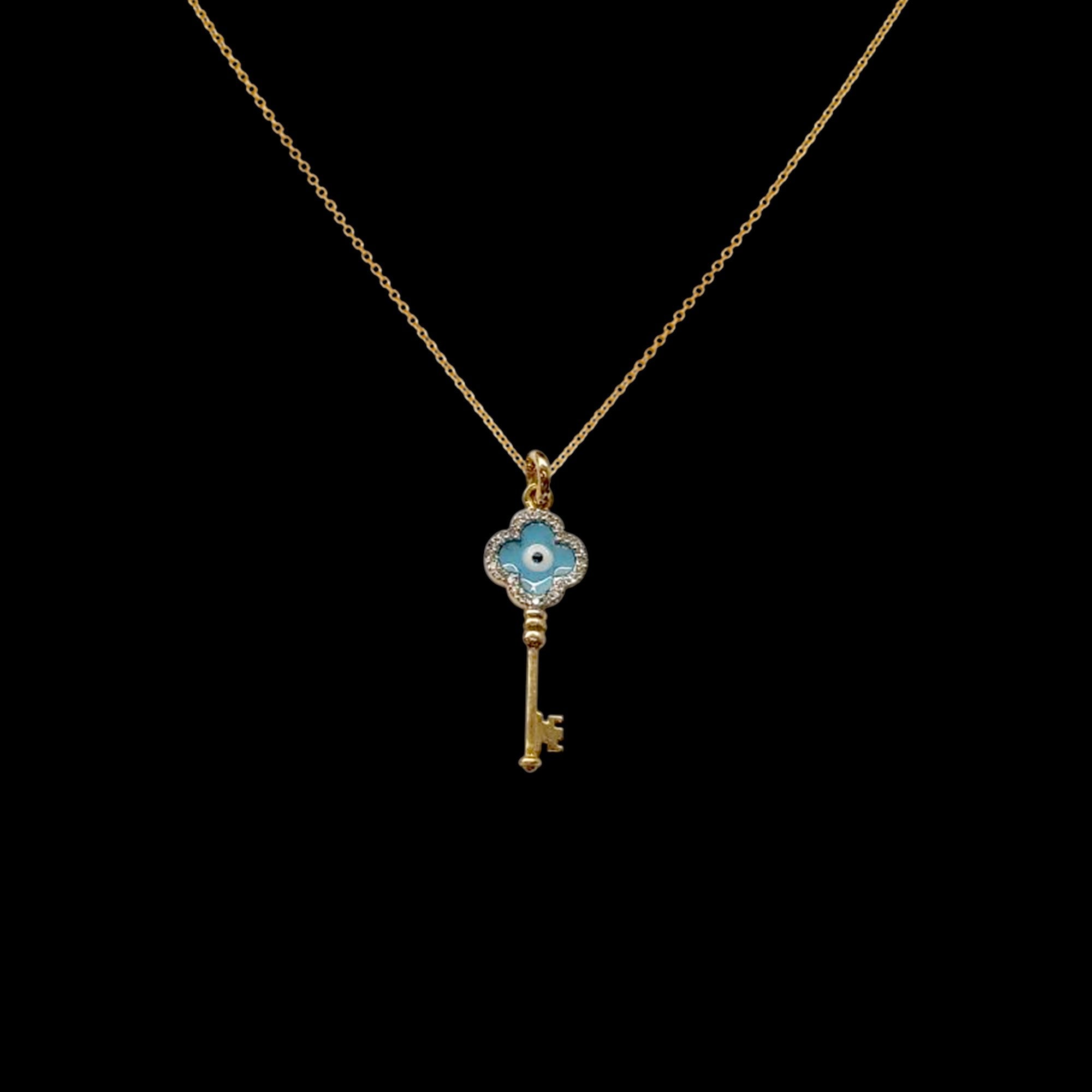 Turkish Eyes Key Diamond Necklace