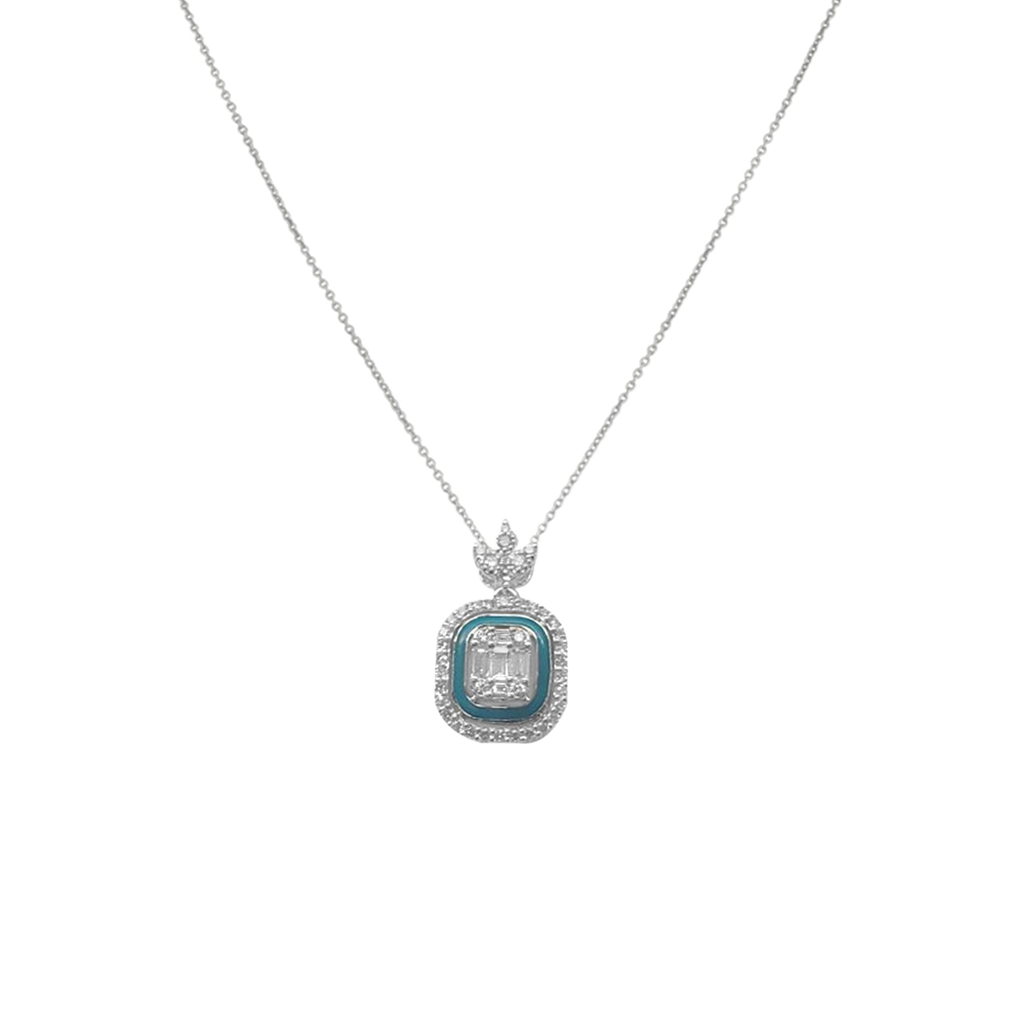 Square Diamond Blue Pendant