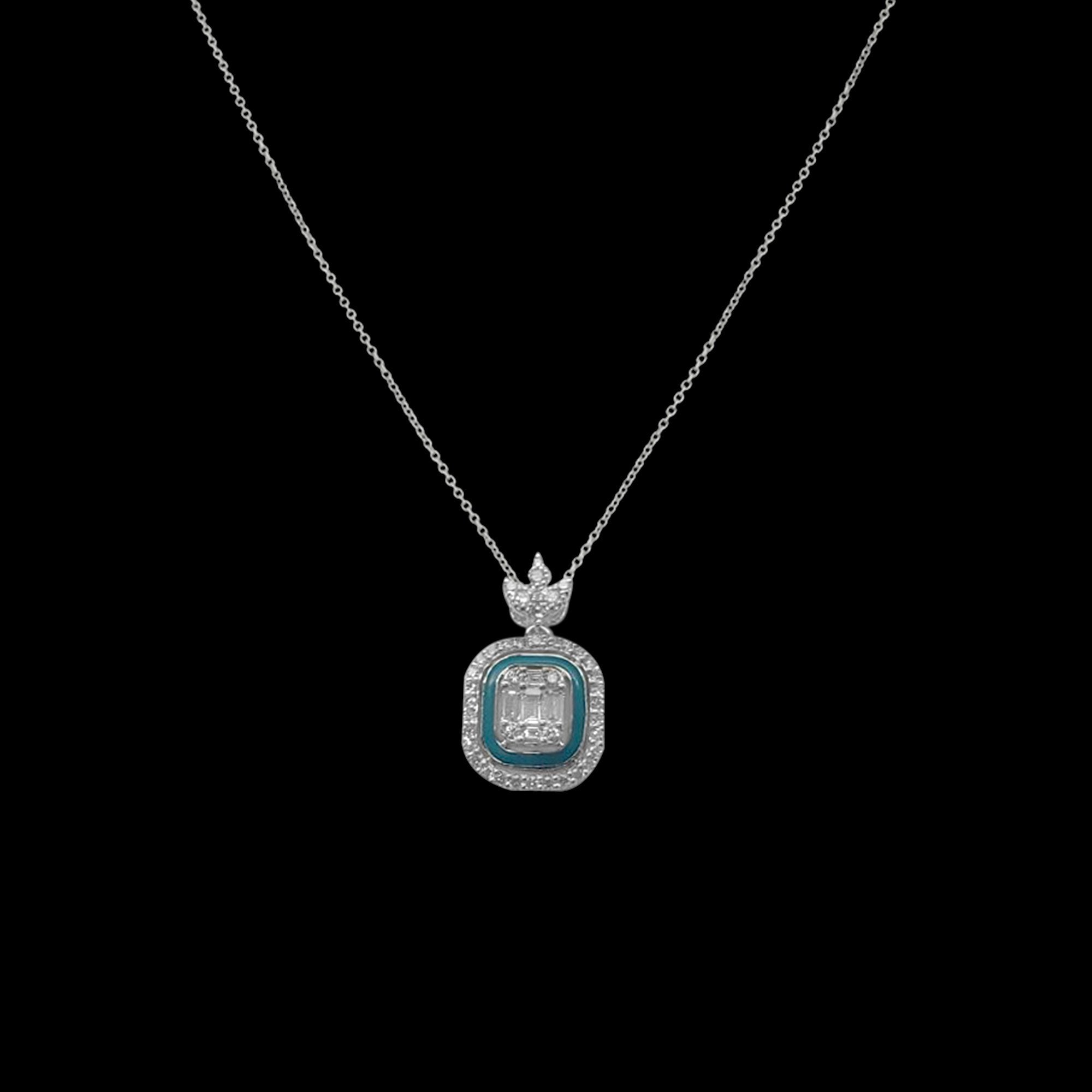 Square Diamond Blue Pendant