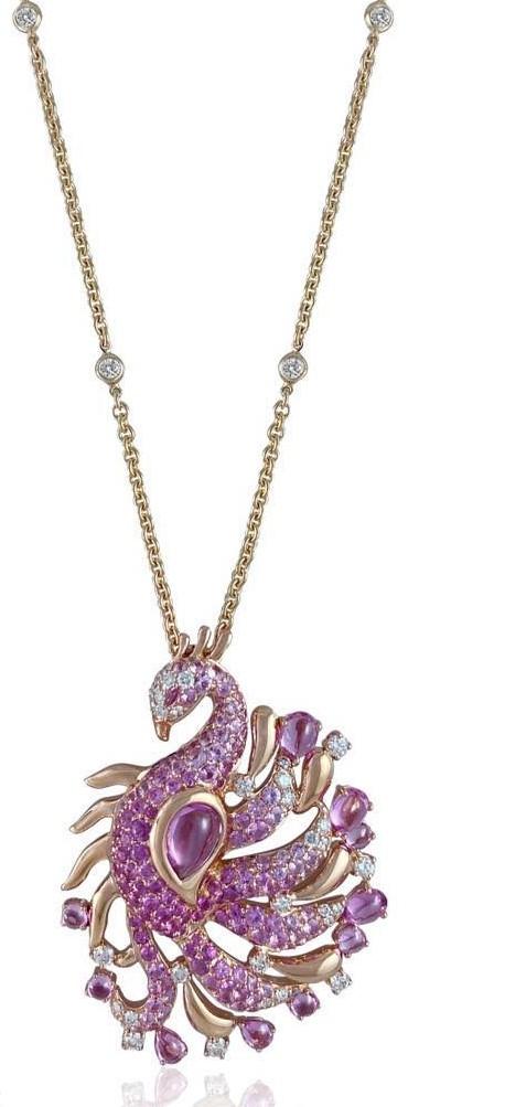 Pink Peacock Diamond Necklace
