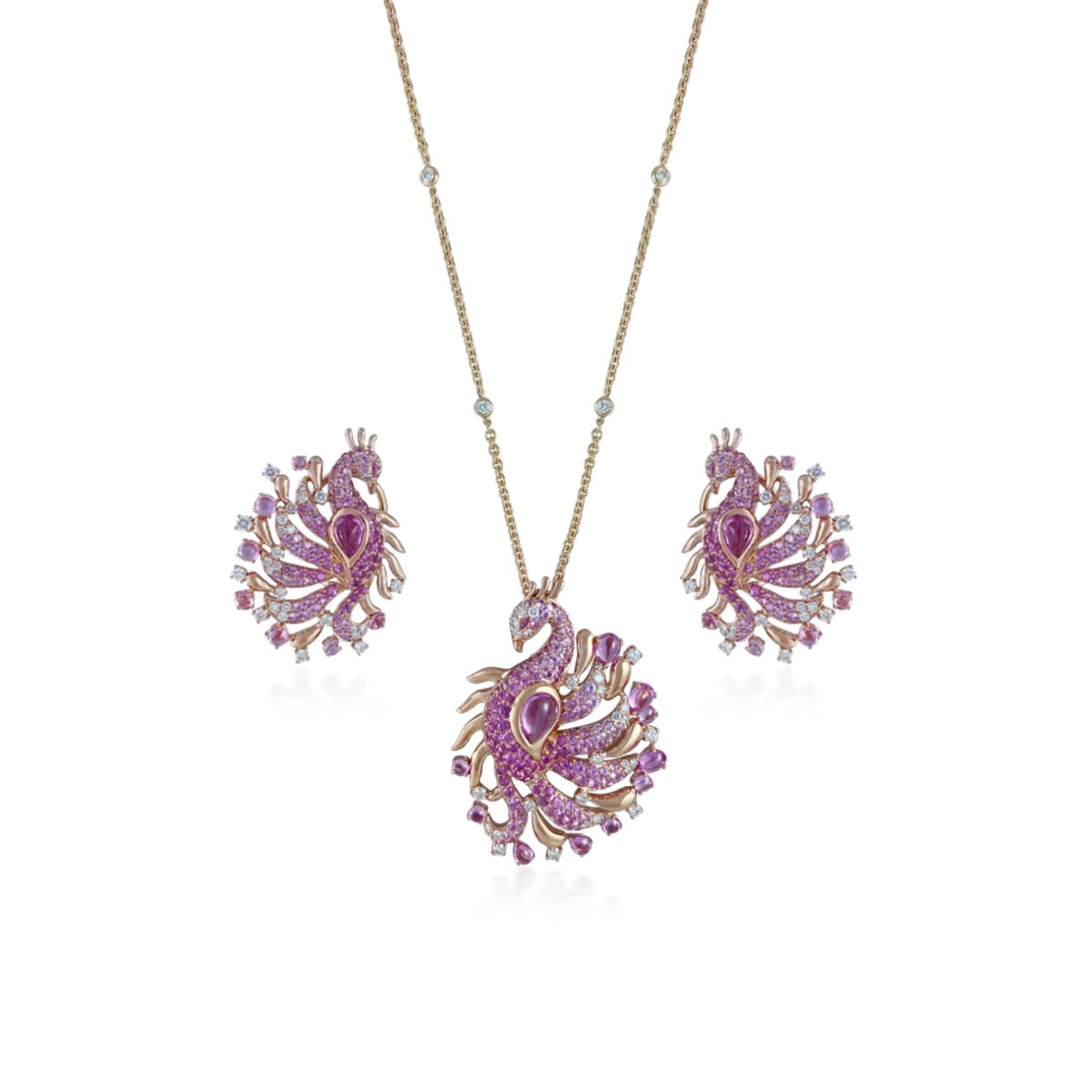 Peacock Diamond Necklace Set