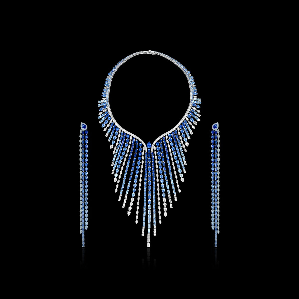 Sterling Sapphire Necklace Set