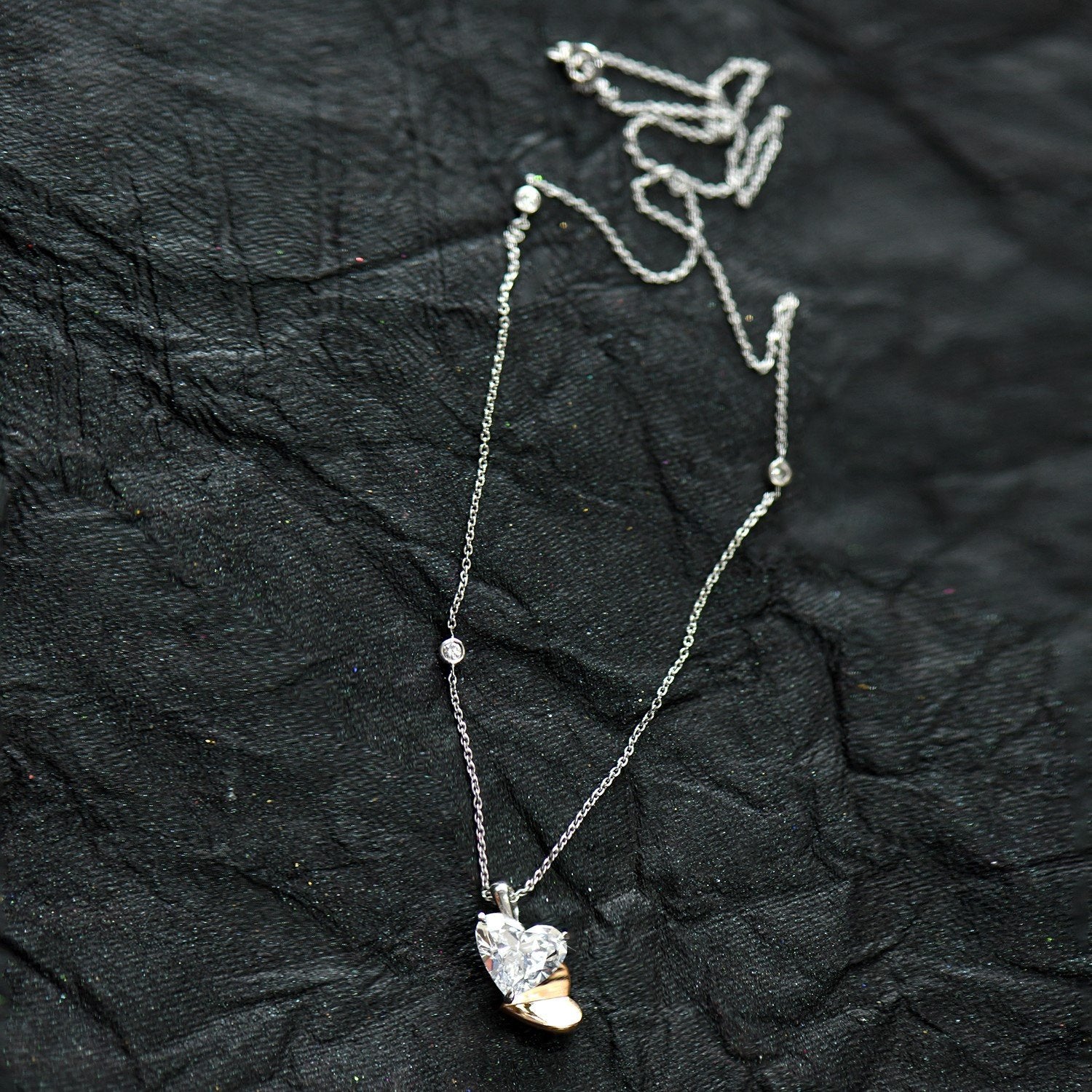 Sterling Heart Diamond Necklace