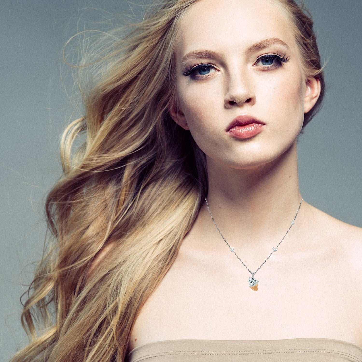 Sterling Heart Diamond Necklace