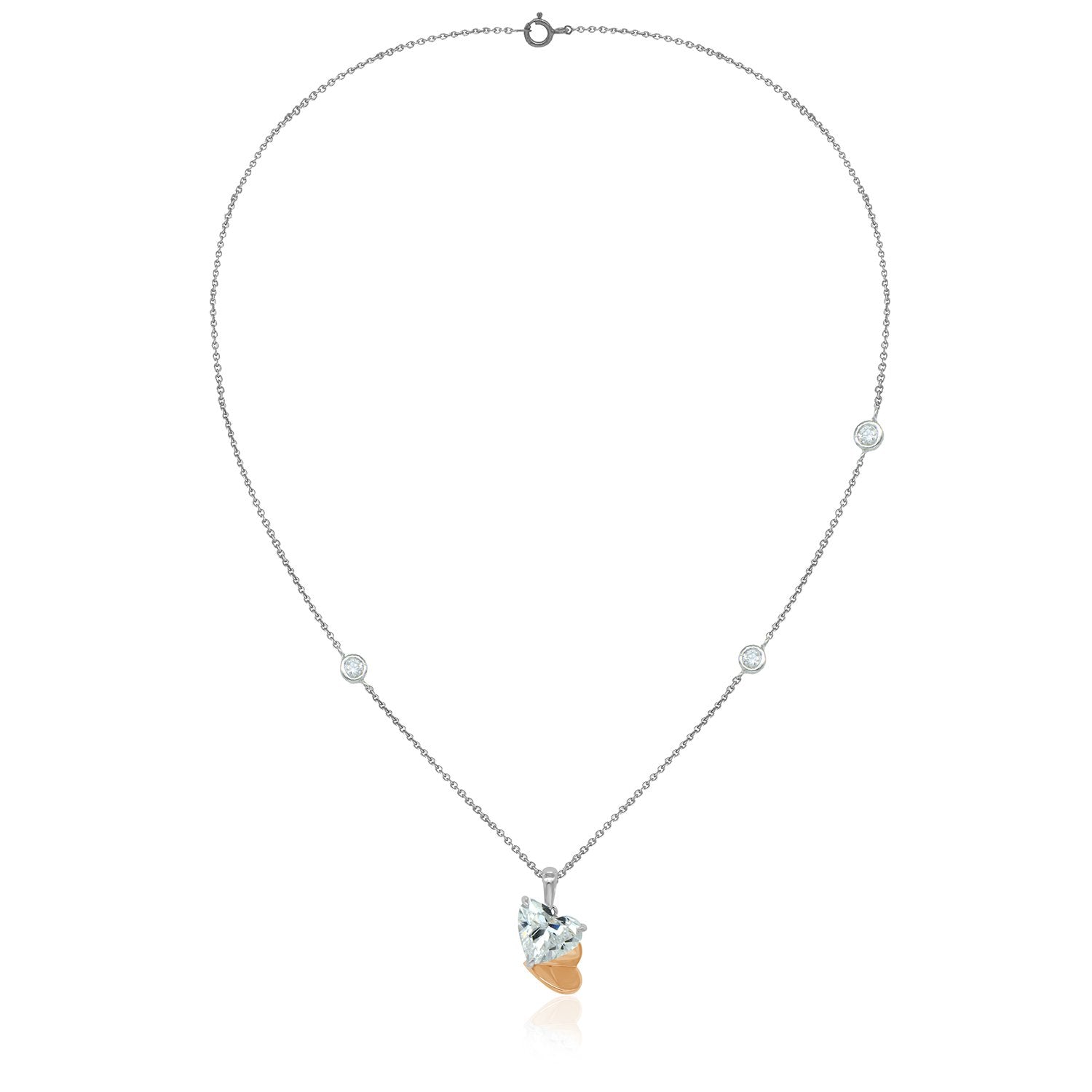 Sterling Heart Diamond Necklace