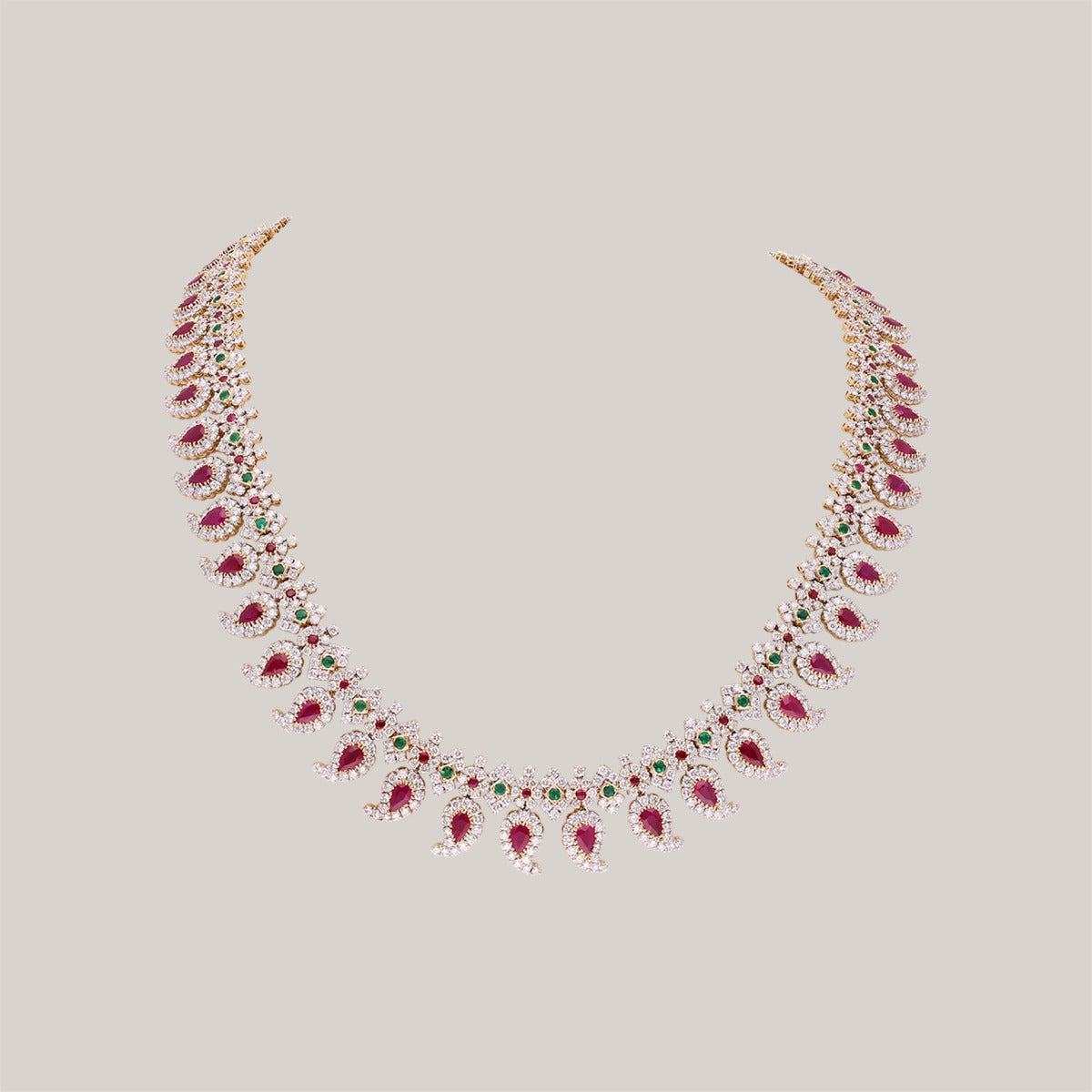 Pink Diya Multi Stone Diamond Necklace