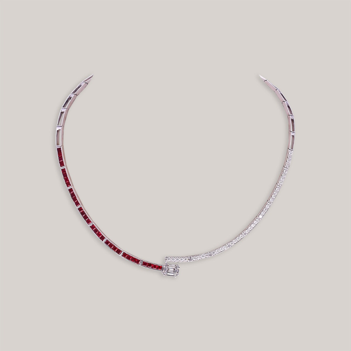 Auriferous Ruby Diamond Necklace