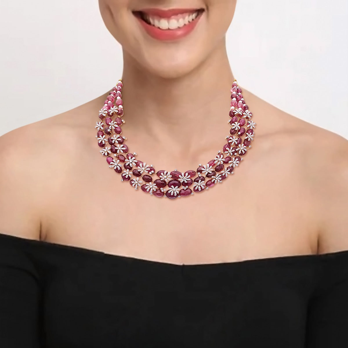 Tourmaline Stone Stud Necklace
