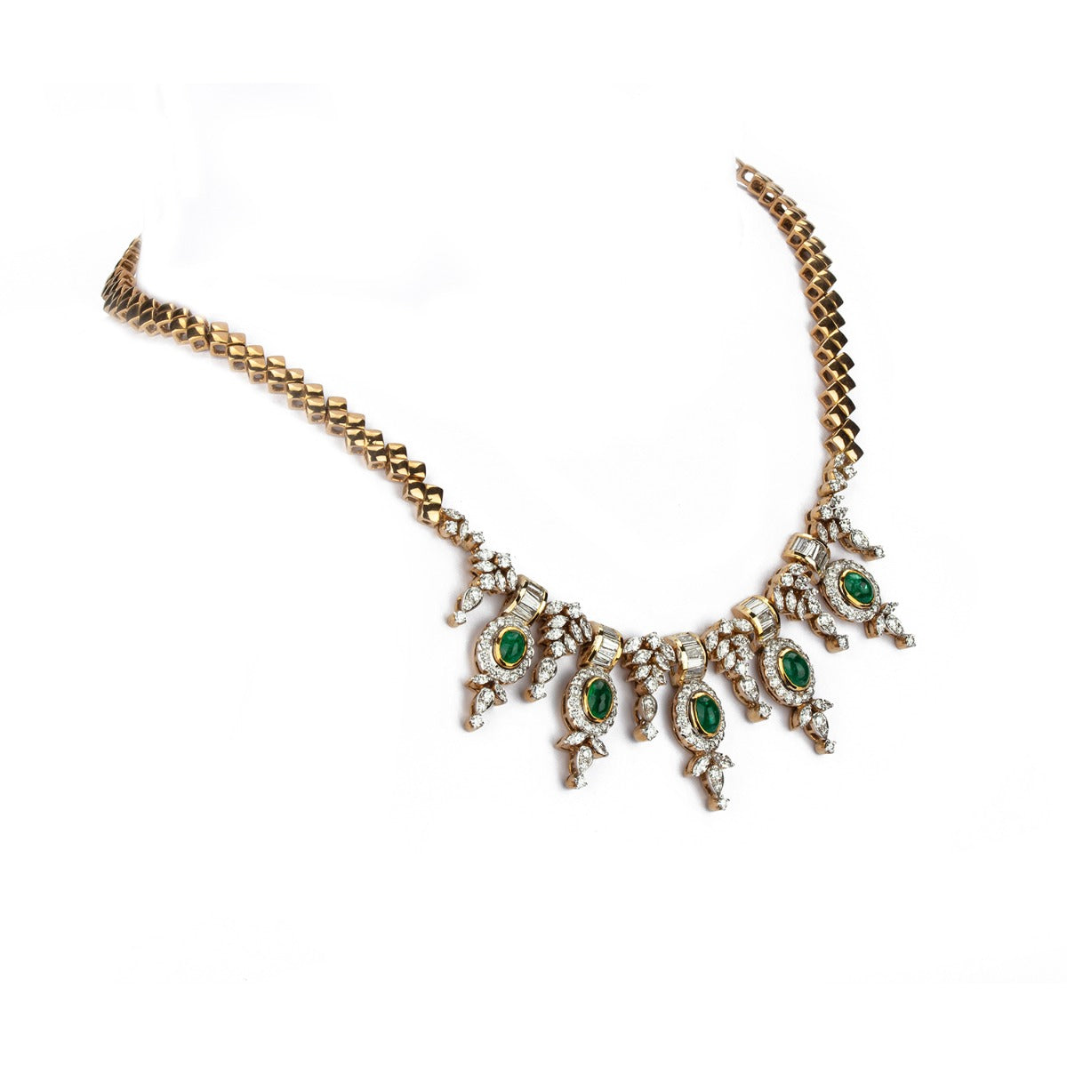 Indian Emerald Cluster Diamond Necklace