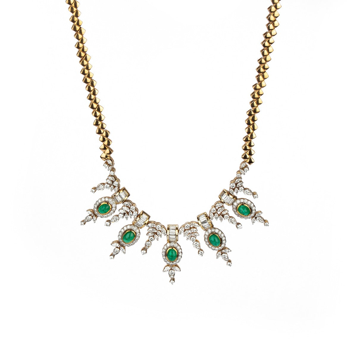 Indian Emerald Cluster Diamond Necklace