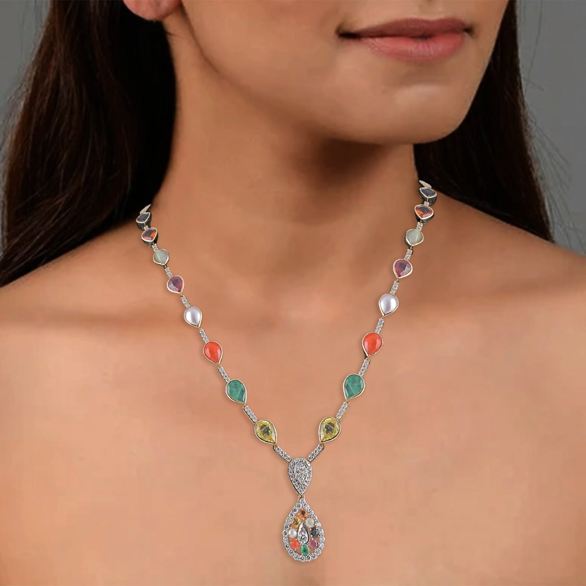 Peppered Colour Diamond Necklace