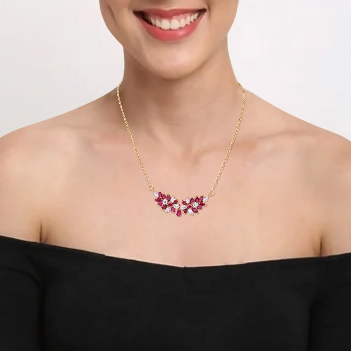 Crimson Radiance Diamond Necklace