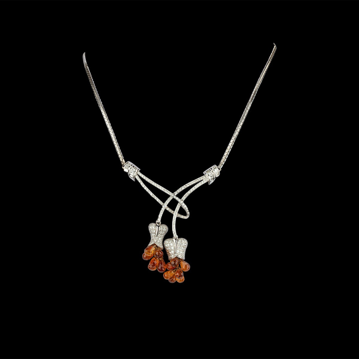 Tulip Briolette Tassel Diamond Necklace