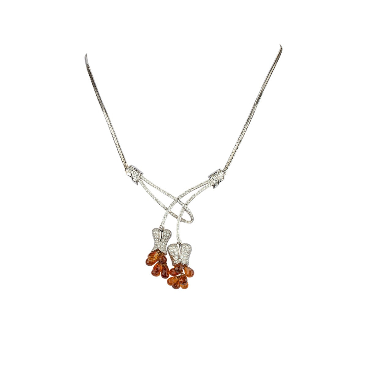 Tulip Briolette Tassel Diamond Necklace