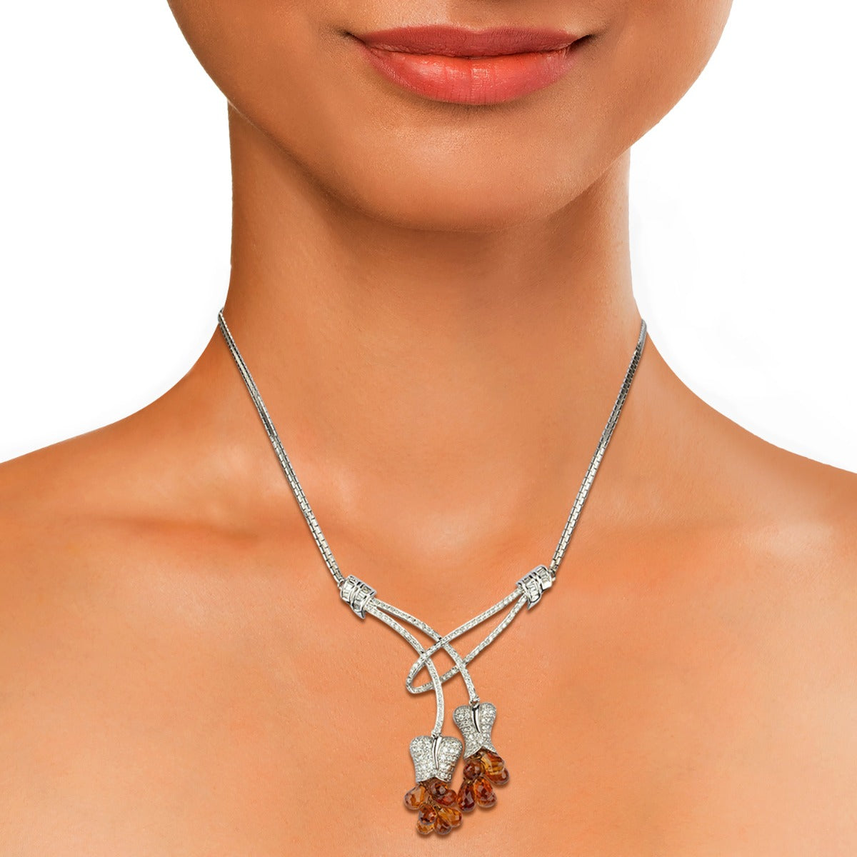 Tulip Briolette Tassel Diamond Necklace