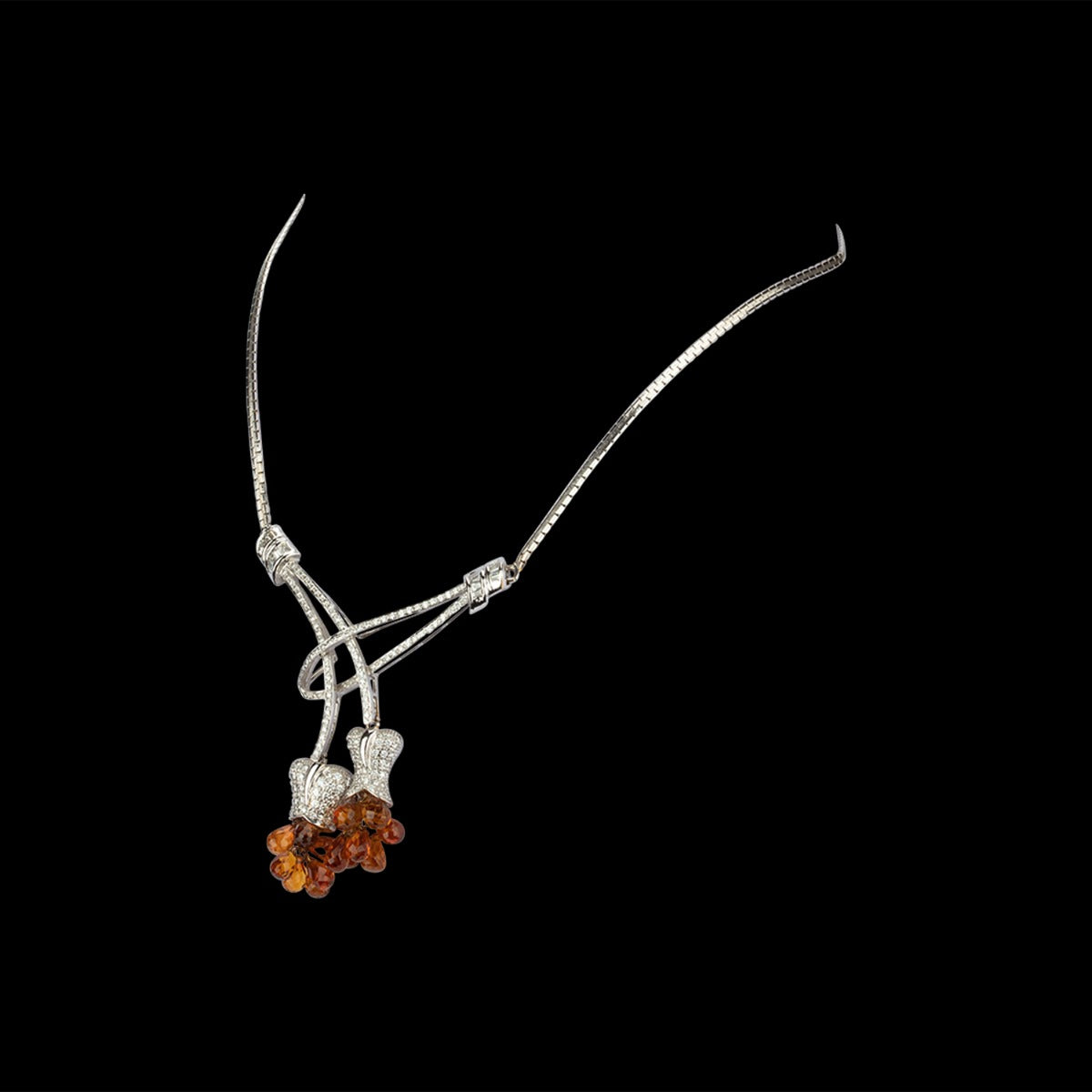 Tulip Briolette Tassel Diamond Necklace