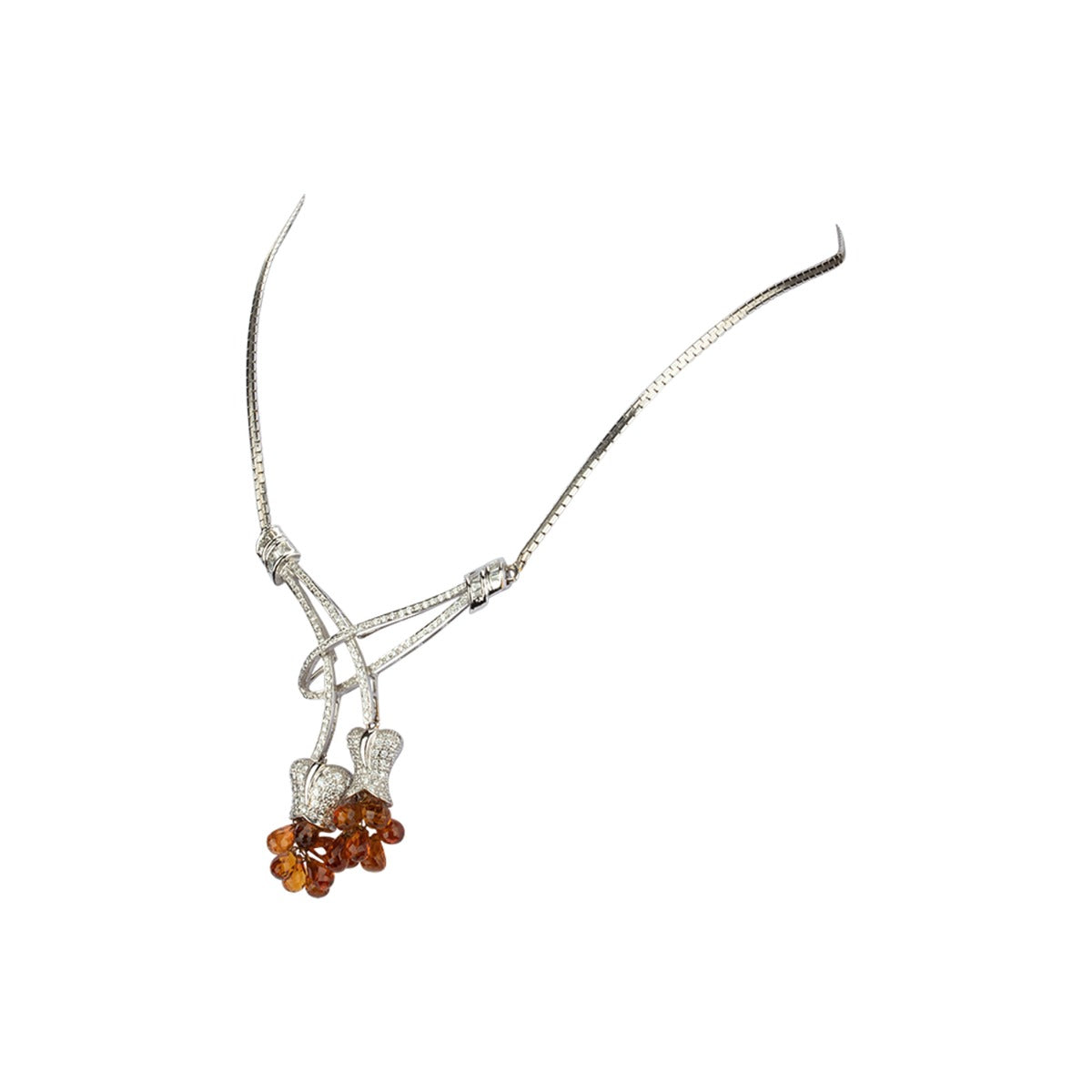 Tulip Briolette Tassel Diamond Necklace