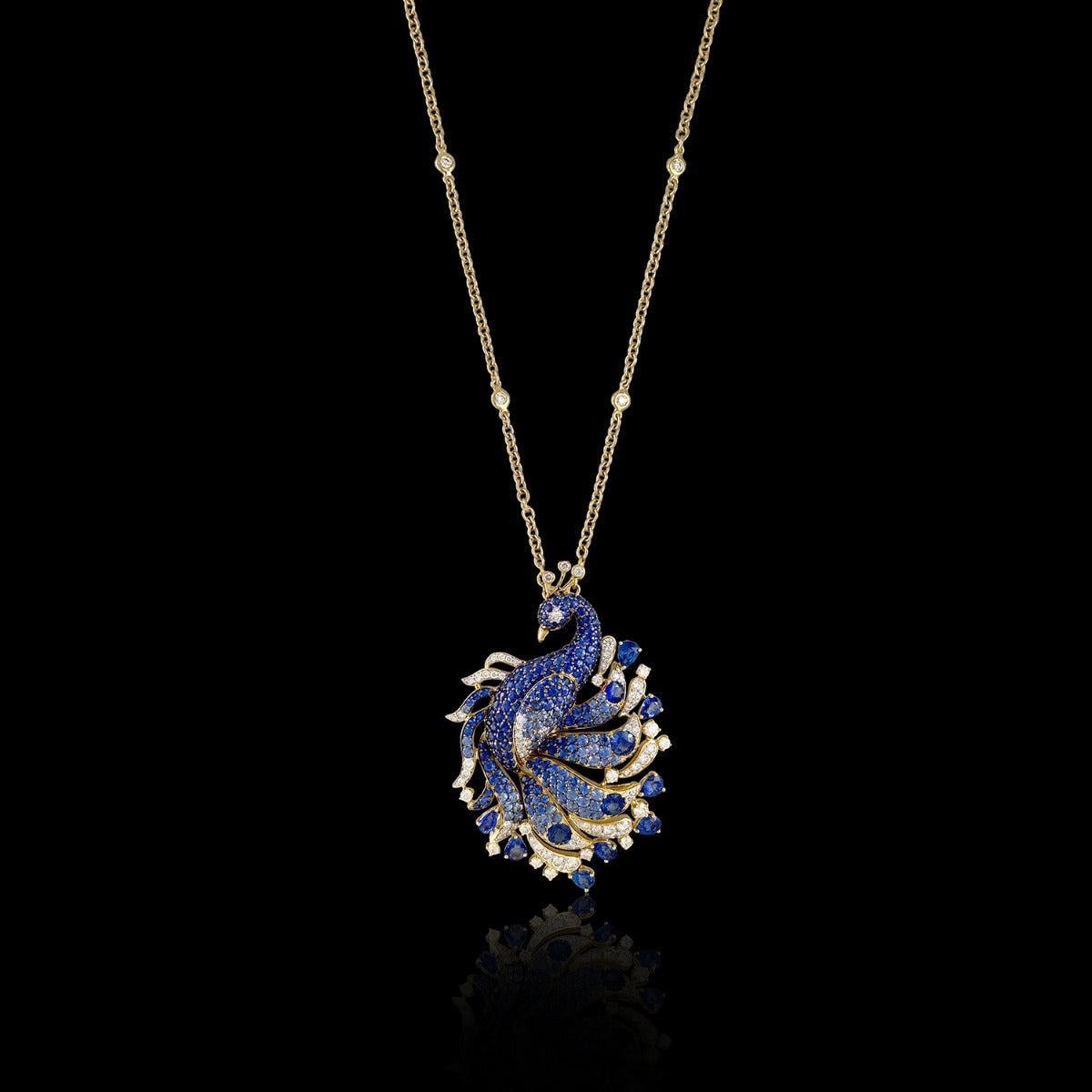 Winged Peacock Diamond Necklace