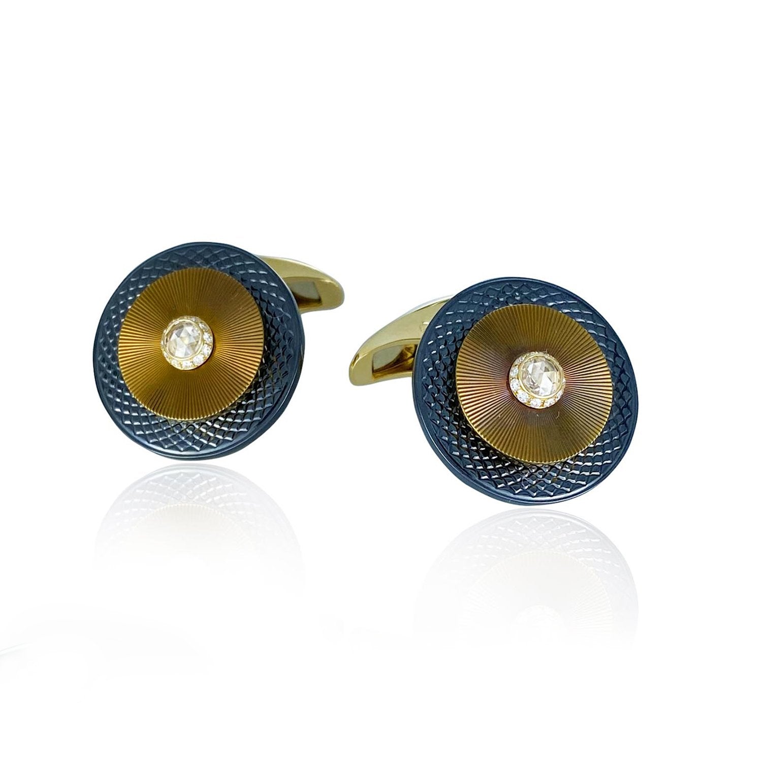 Gold Disc Diamond Cufflinks
