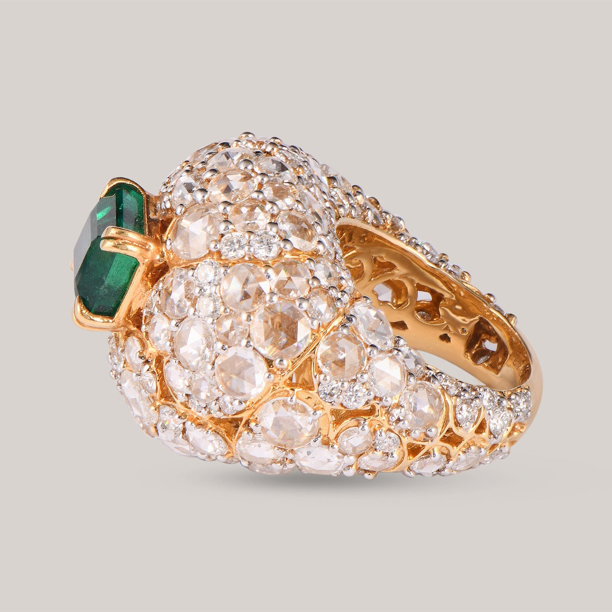 Halo Emerald Diamond Ring