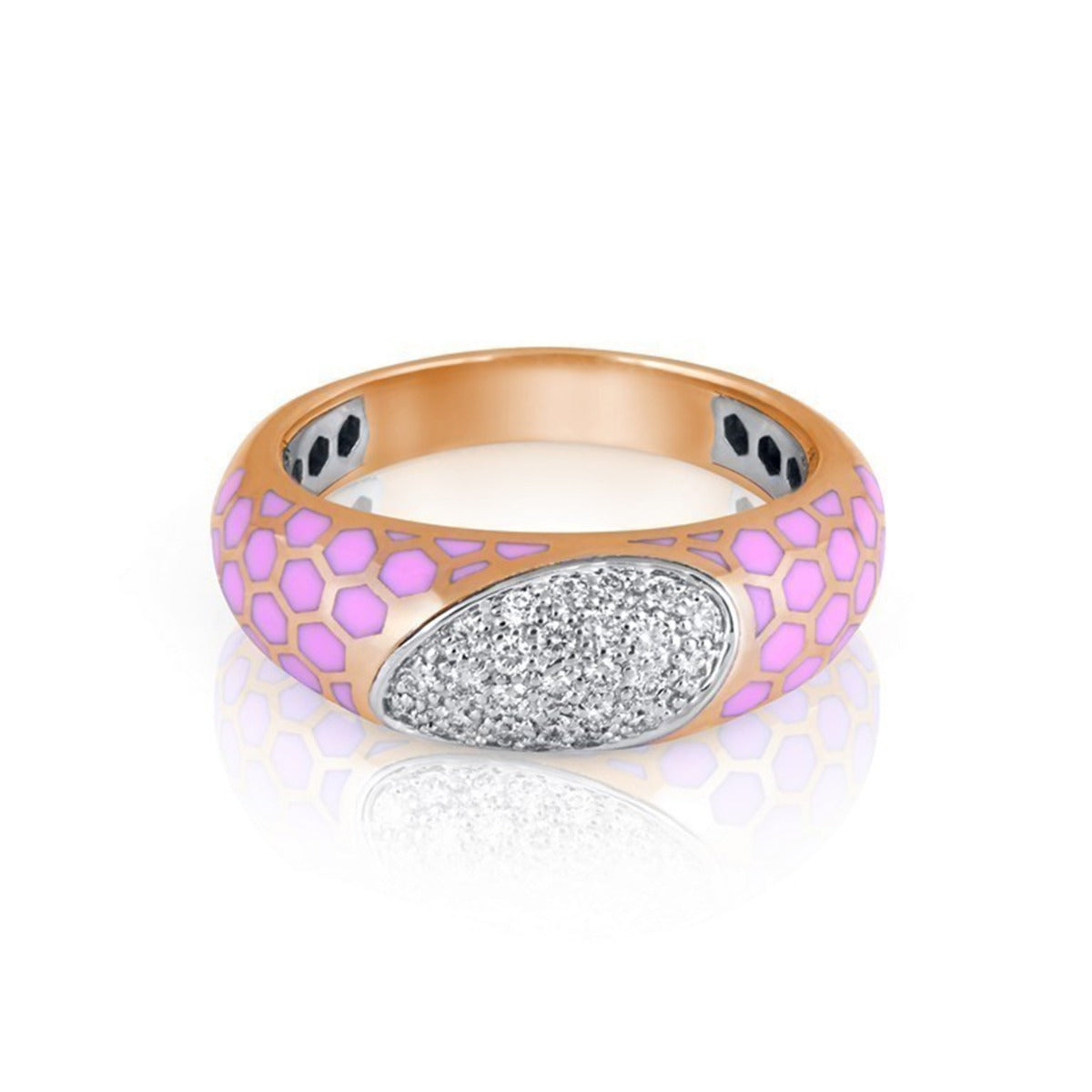 Poppy Pink Honeycomb Diamond Ring