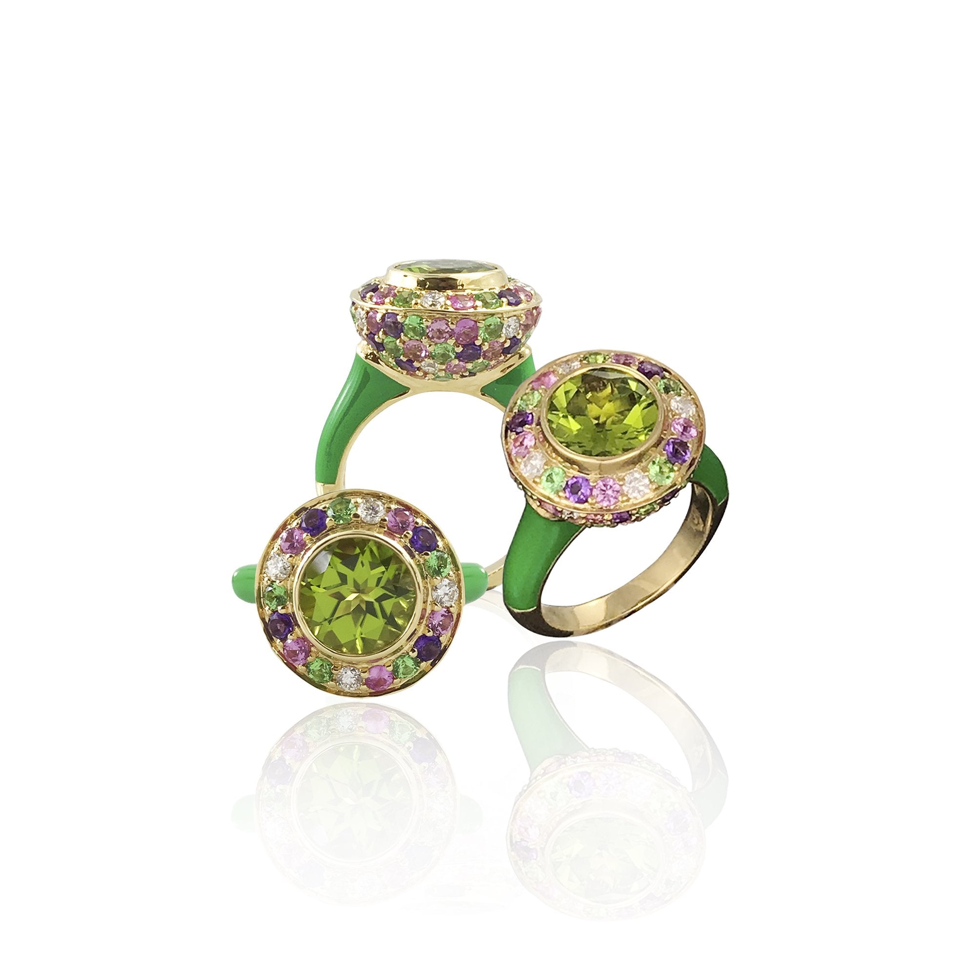 Multi Floral Ceramic Diamond Rings