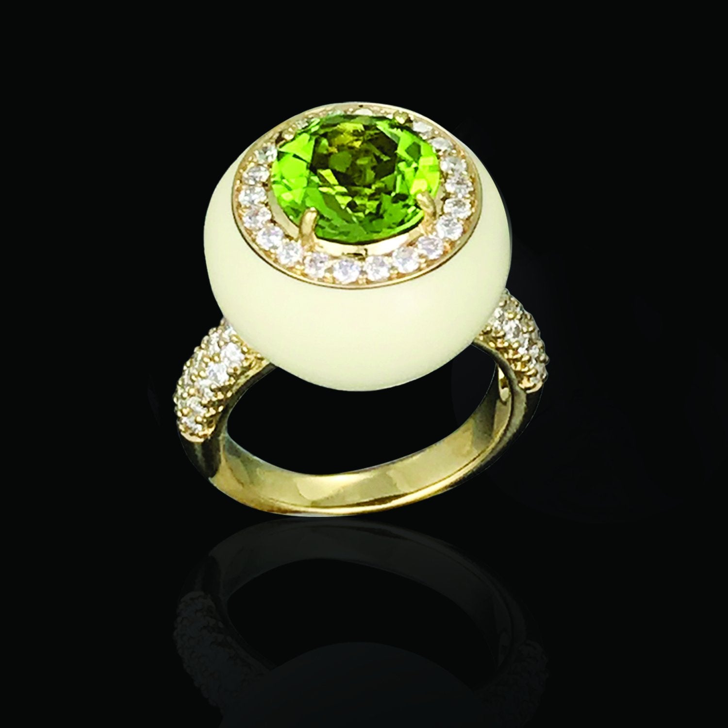 Peridot Ceramic Diamond Ring
