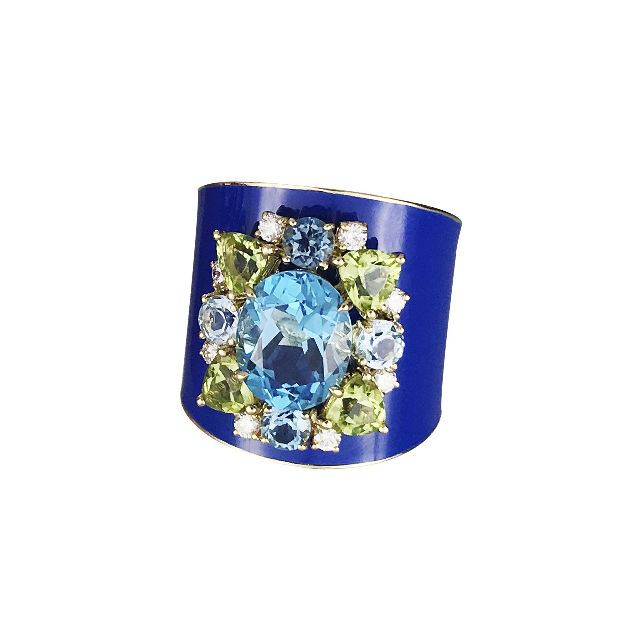 Blue Blanketed Ceramic Diamond Ring
